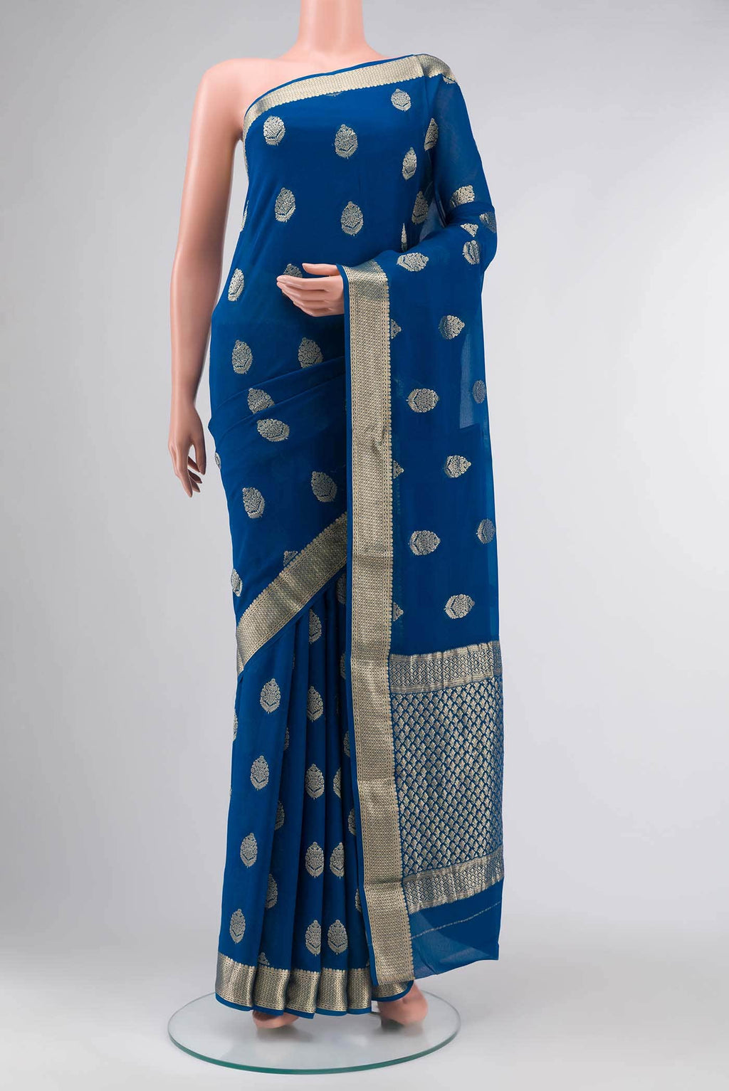 Blue Mysore Georgette Saree