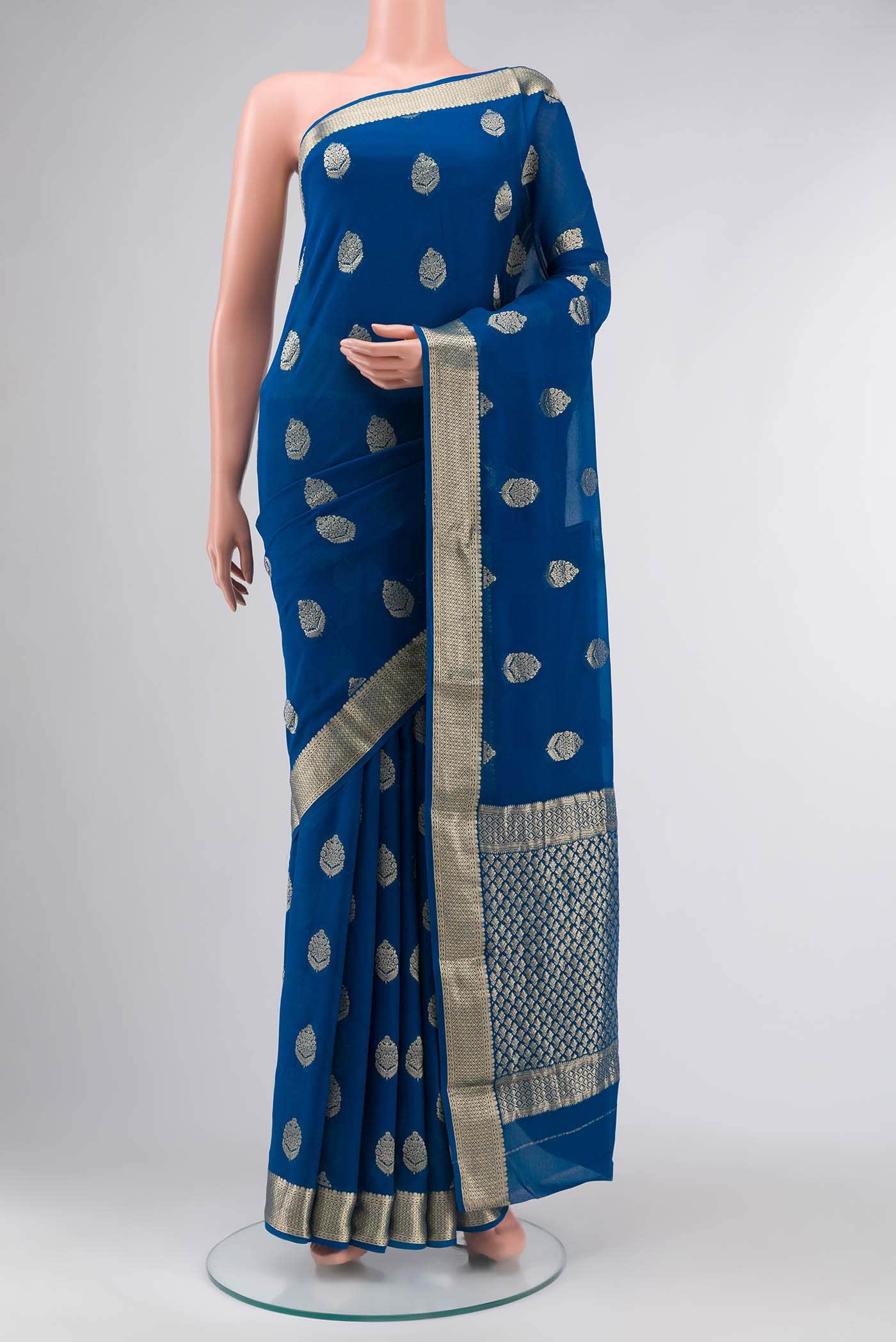 Blue Mysore Georgette Saree