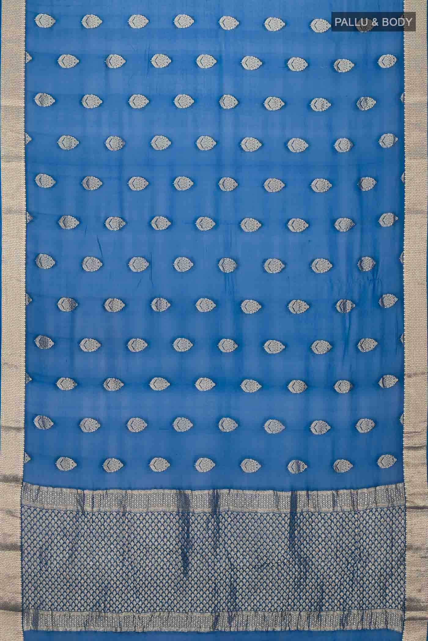 Blue Mysore Georgette Saree