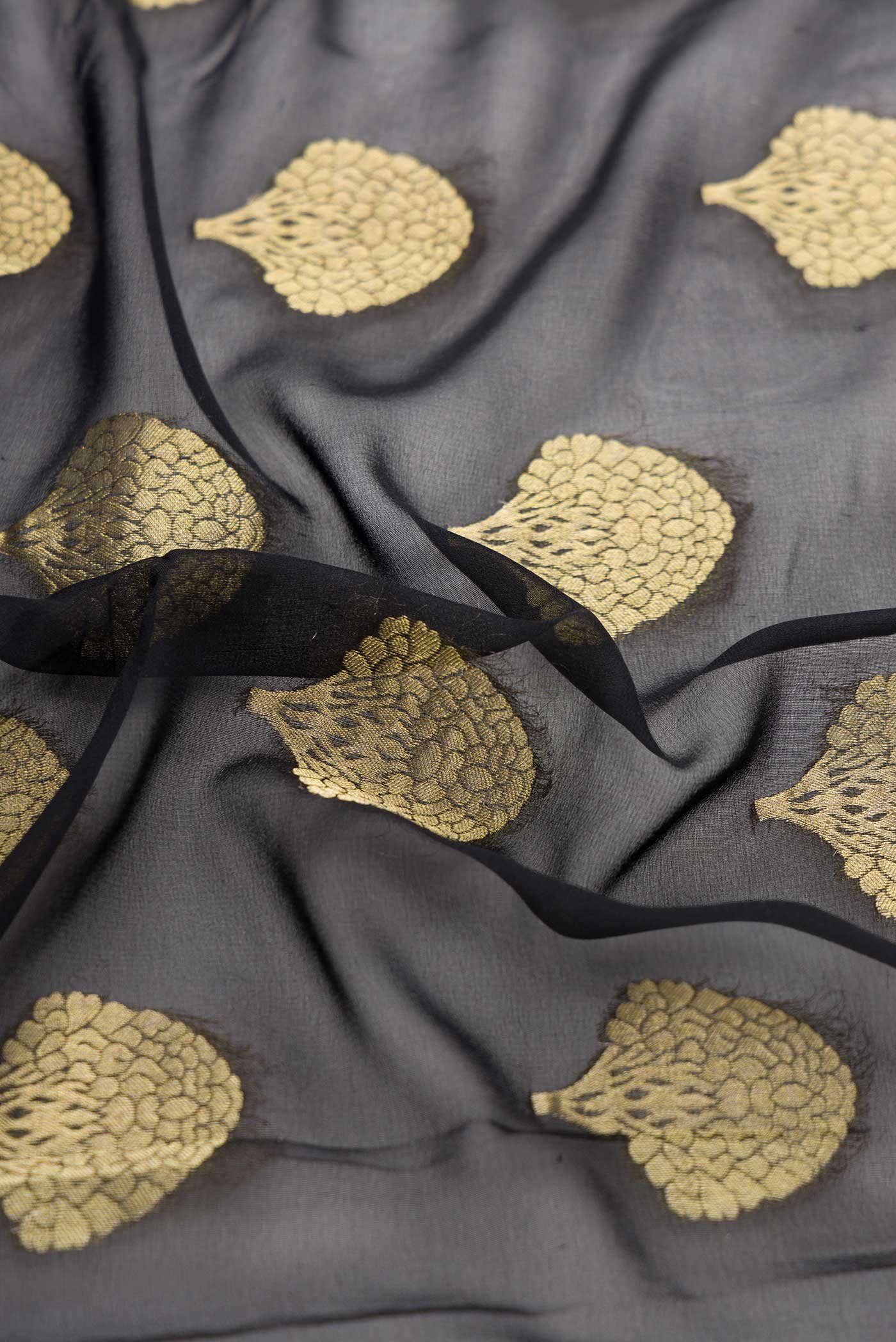 Black Mysore Georgette Saree