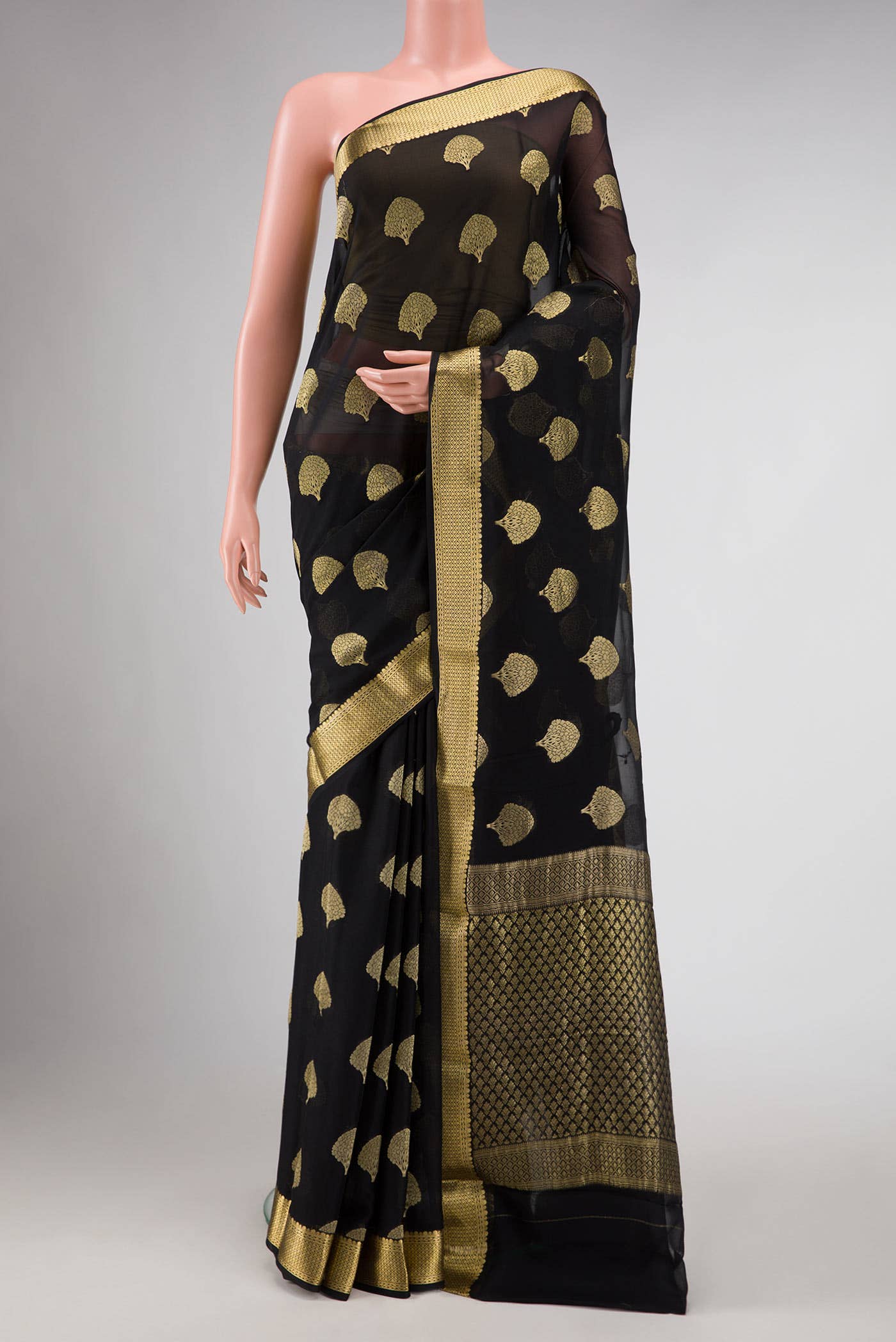 Black Mysore Georgette Saree
