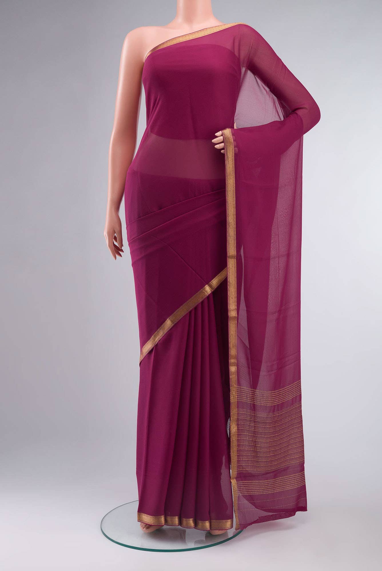Magenta Mysore Chiffon Saree