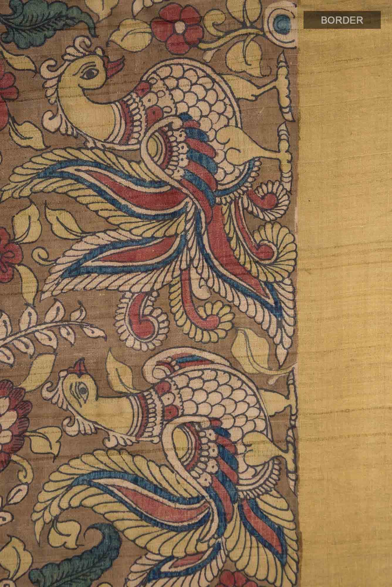 Brown Bhagalpuri Tussar Silk Saree