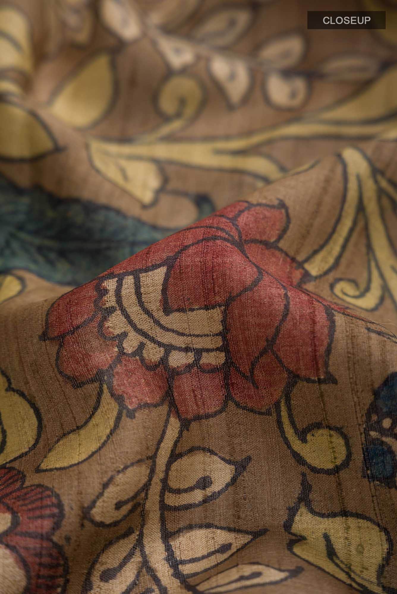 Brown Bhagalpuri Tussar Silk Saree