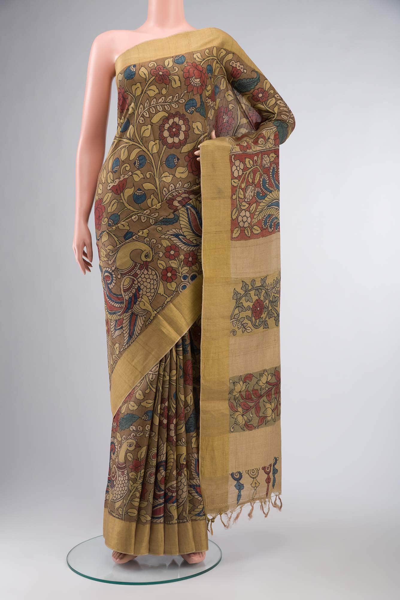 Brown Bhagalpuri Tussar Silk Saree
