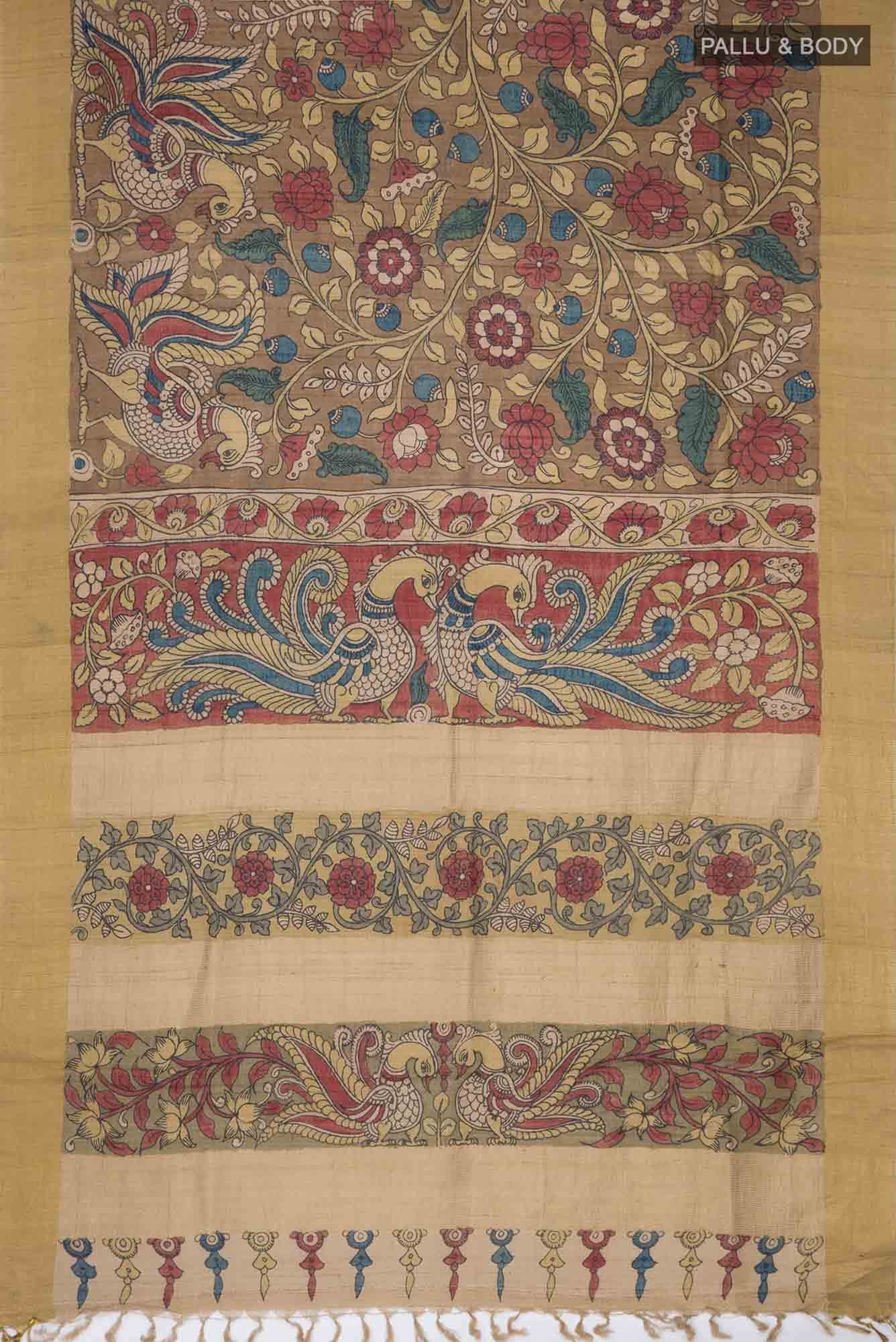 Brown Bhagalpuri Tussar Silk Saree