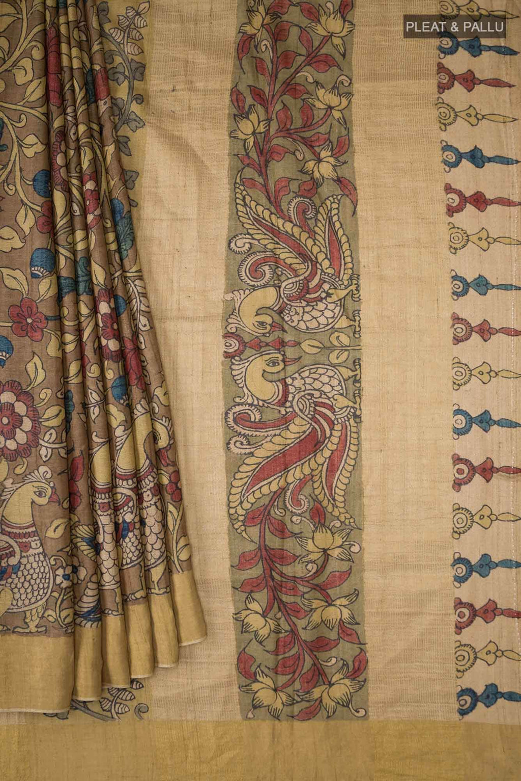 Brown Bhagalpuri Tussar Silk Saree