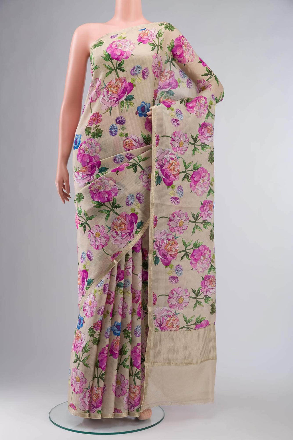 Beige Kota Silk Saree