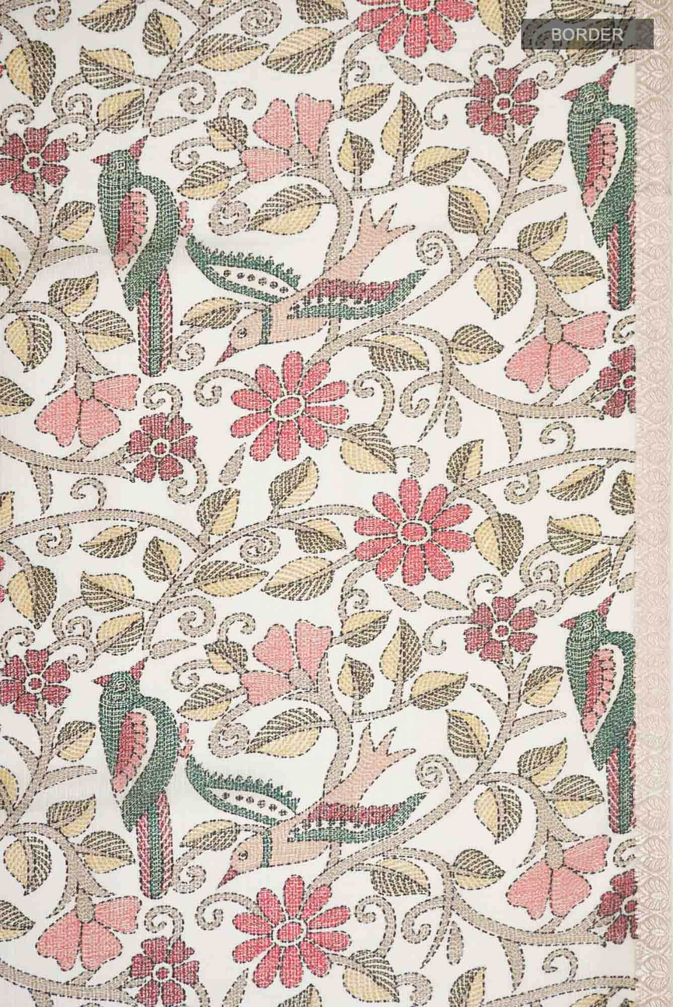 Off White Kota Silk Saree