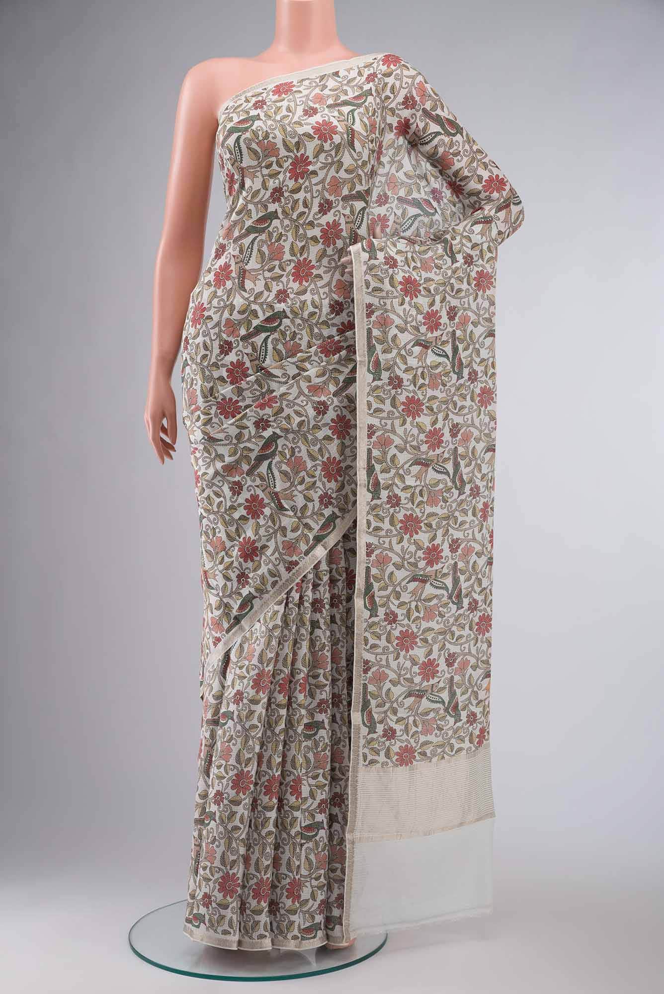 Off White Kota Silk Saree