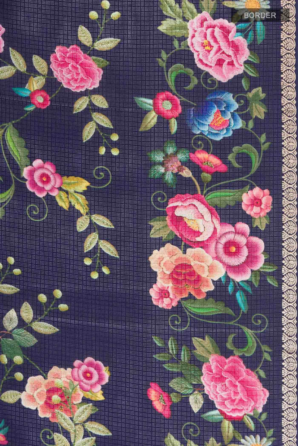 Navy Blue Kota Silk Saree