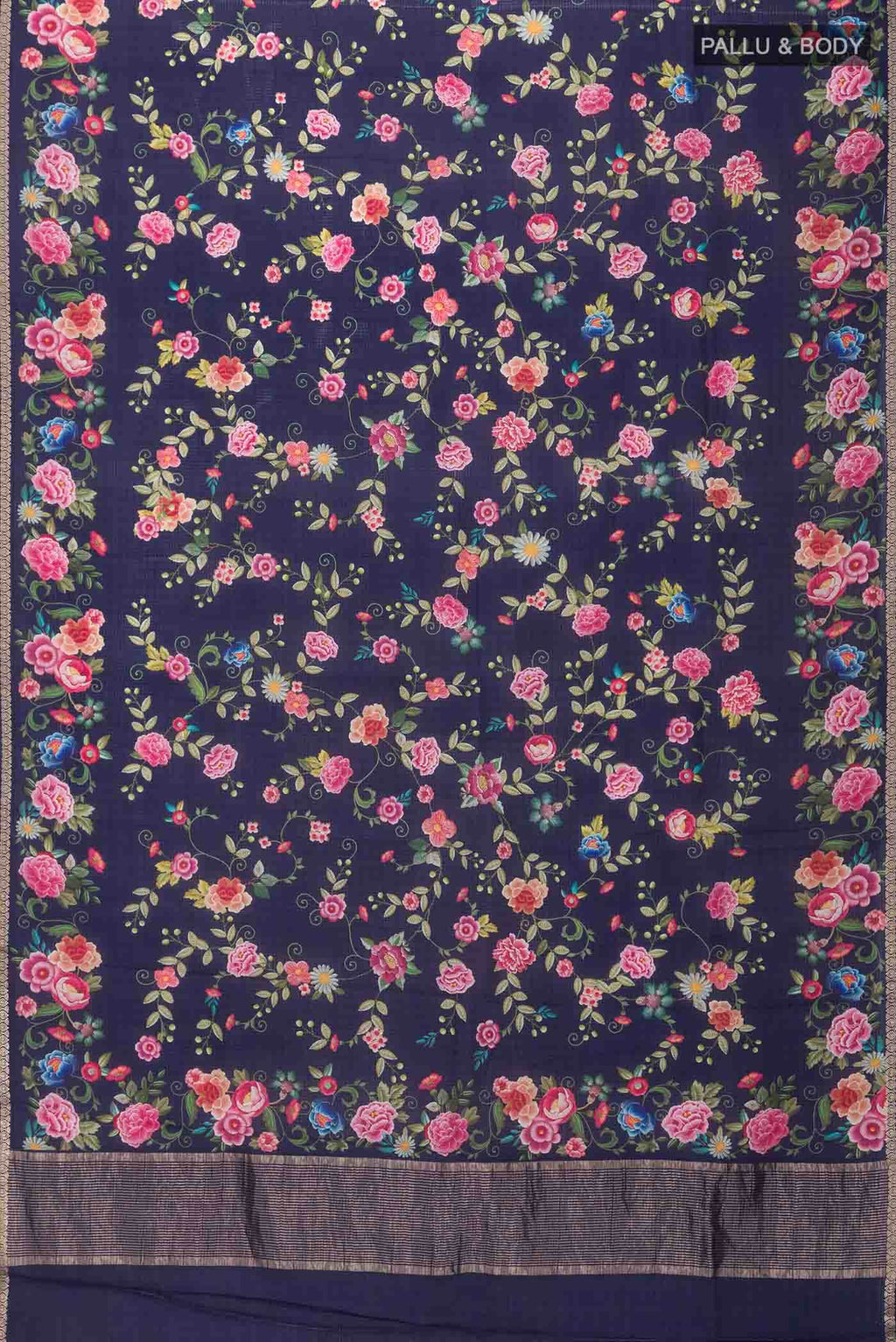 Navy Blue Kota Silk Saree