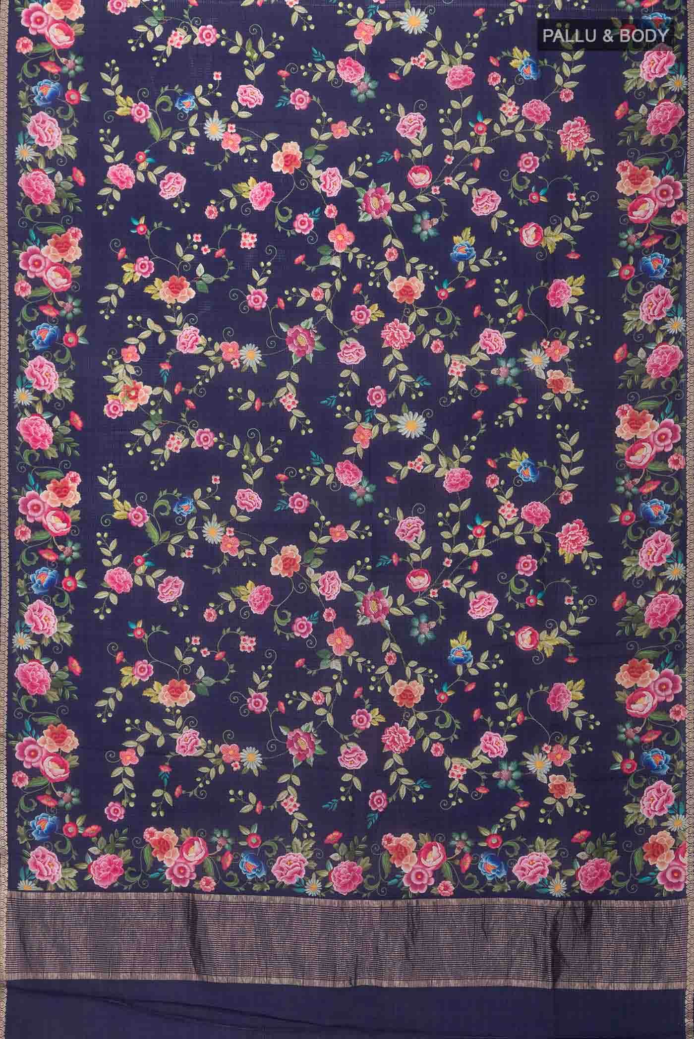 Navy Blue Kota Silk Saree