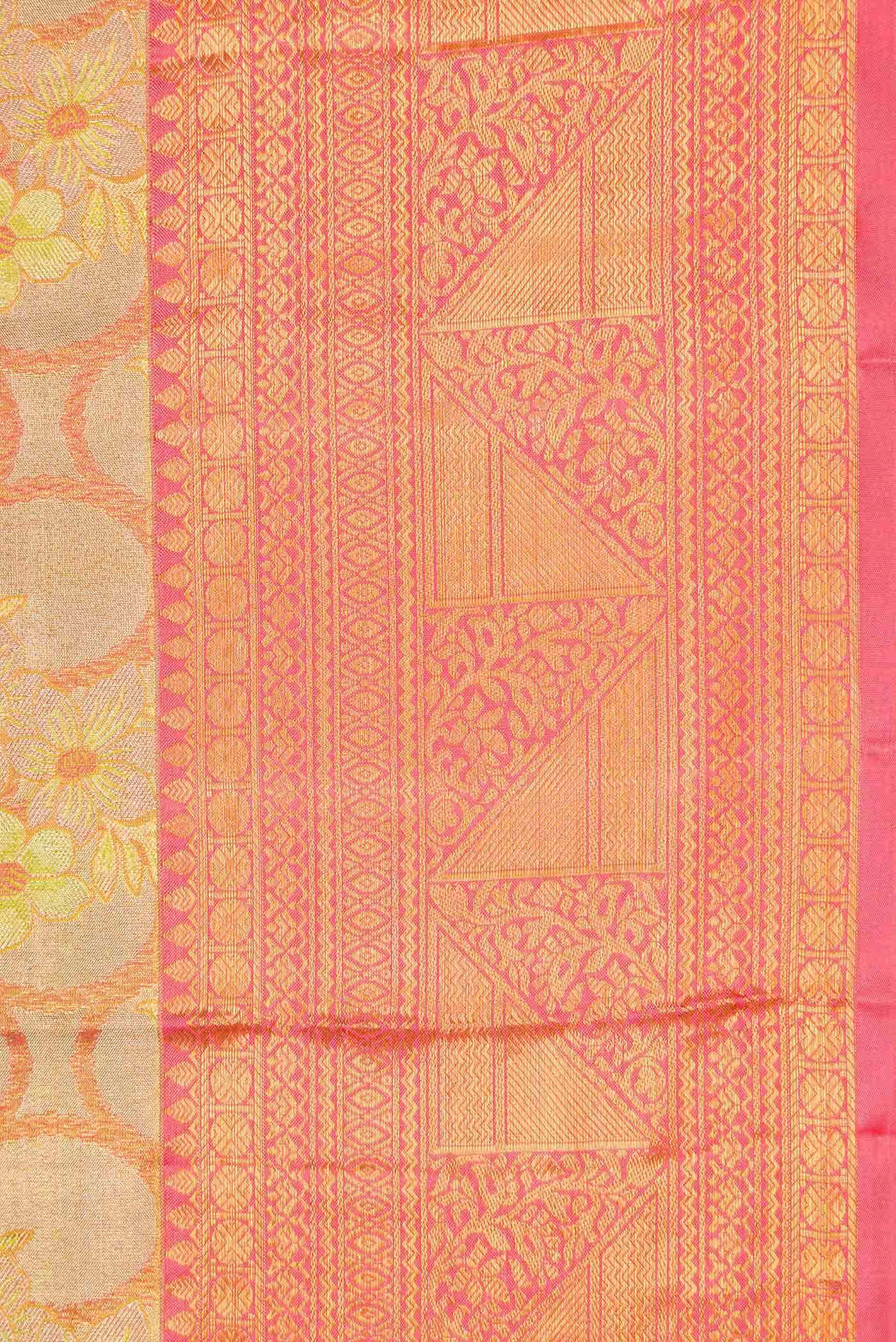Peach Dual Tone Kanchipuram Tissue Silk Saree