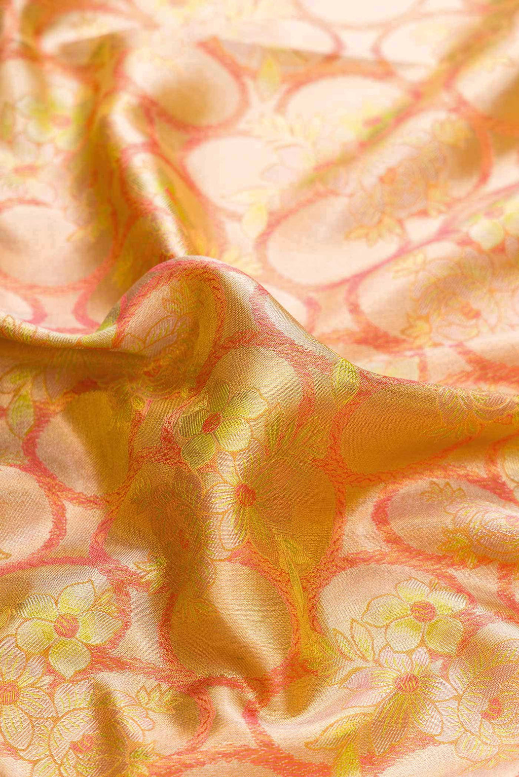 Peach Dual Tone Kanchipuram Tissue Silk Saree