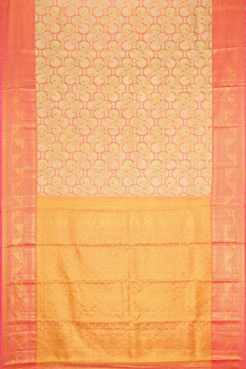 Peach Dual Tone Kanchipuram Tissue Silk Saree