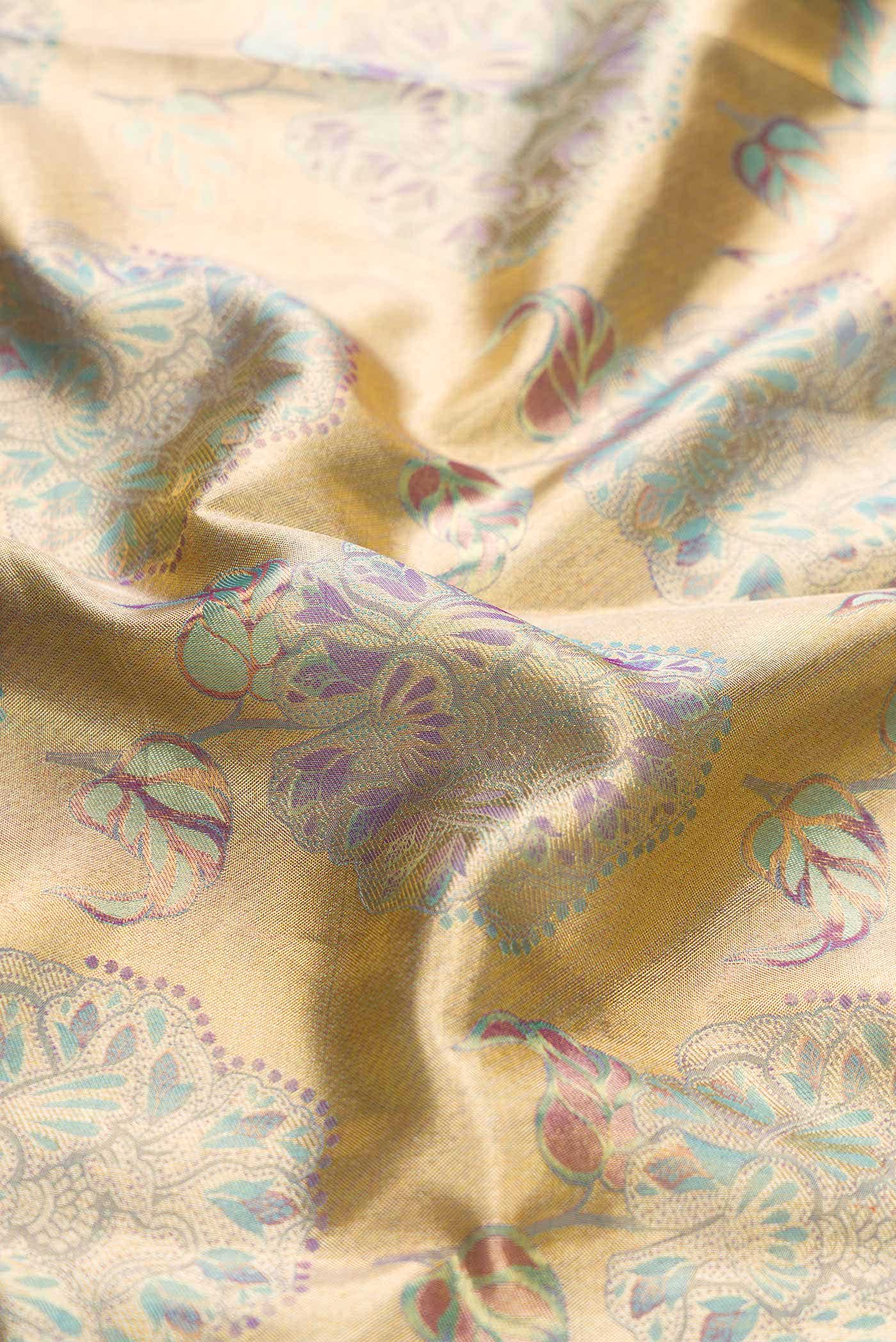 Gold Dual Tone Kanchipuram Tissue Silk Saree