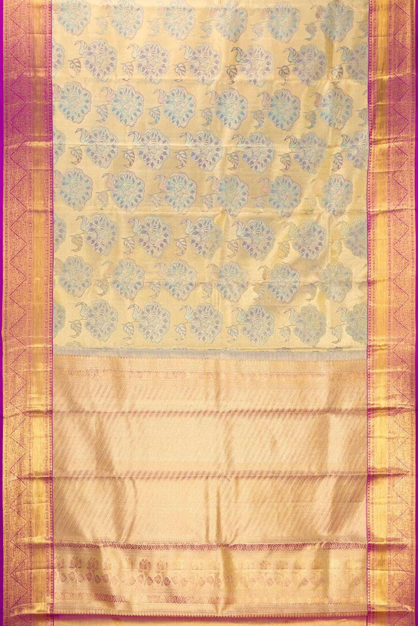 Gold Dual Tone Kanchipuram Tissue Silk Saree