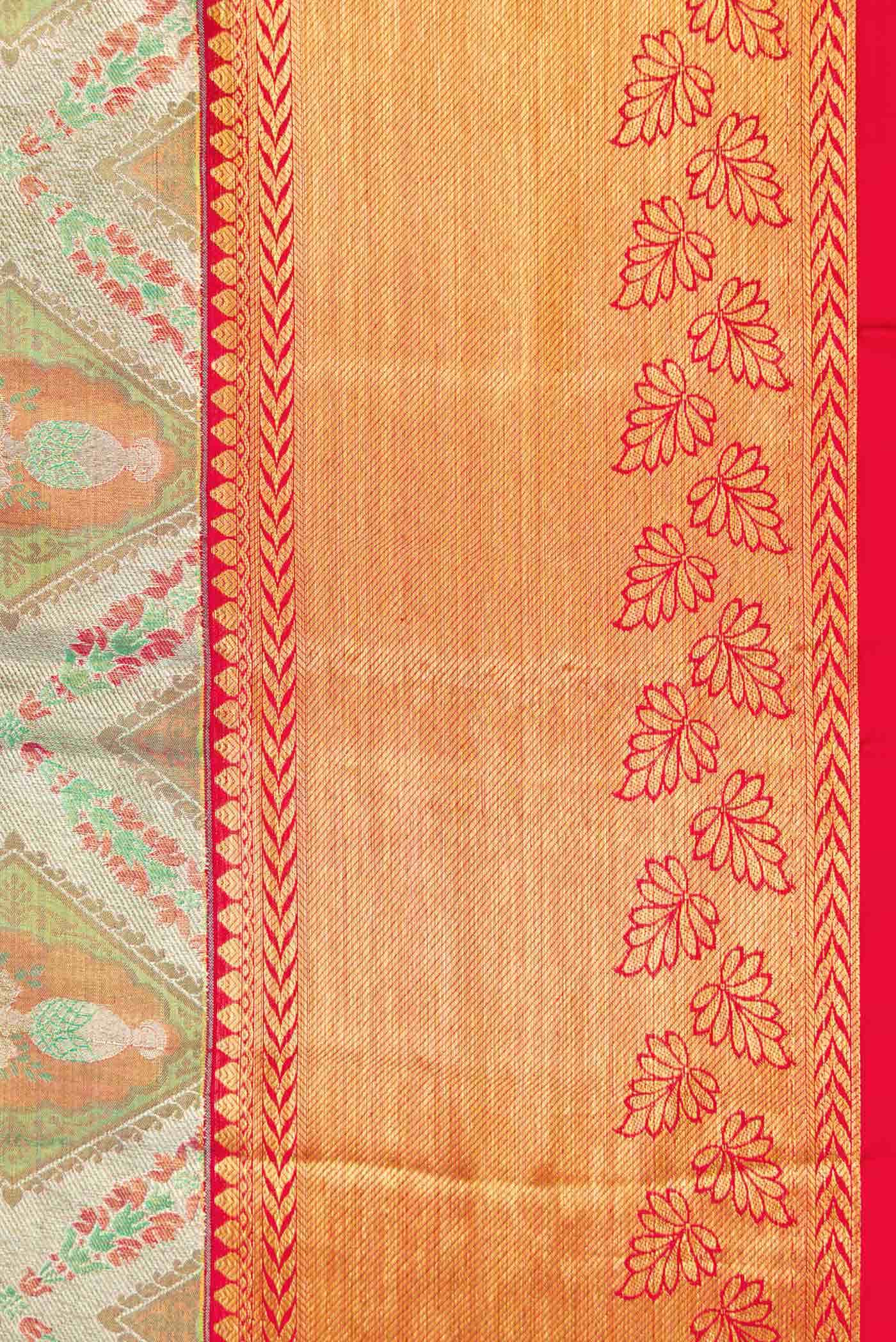 Light Green Dual Tone Kanjivaram Tissue Silk Saree