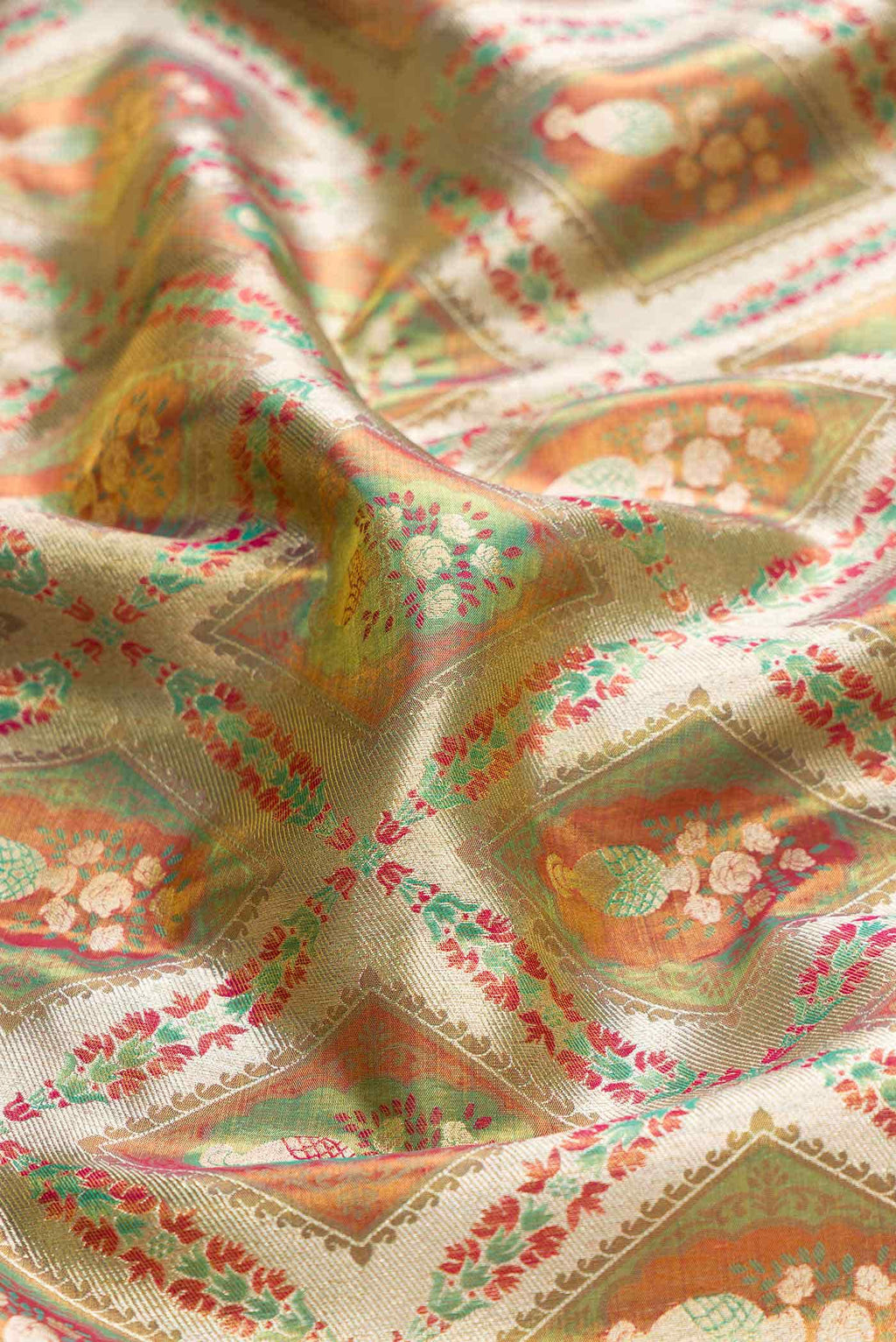 Light Green Dual Tone Kanchipuram Tissue Silk Saree