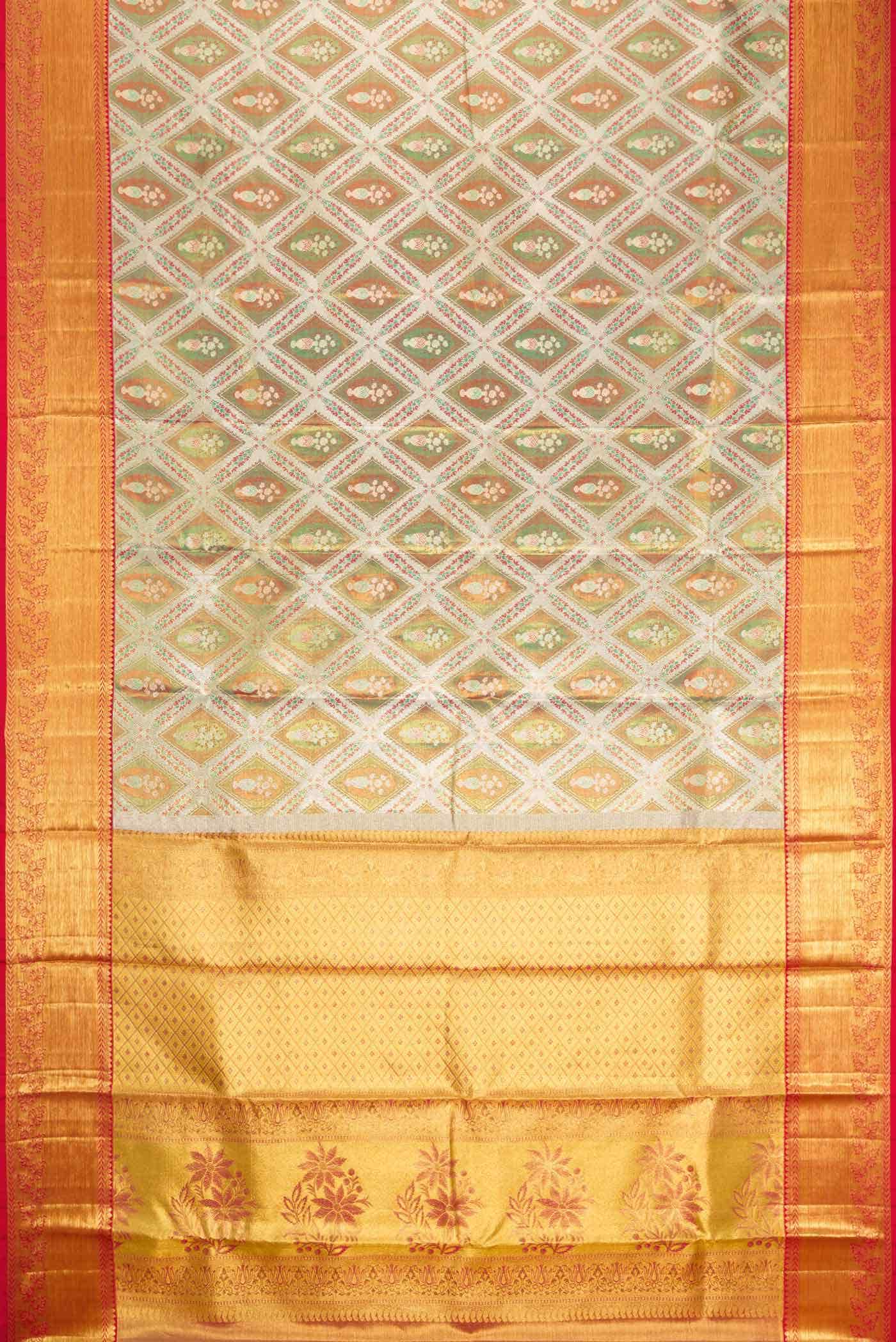 Light Green Dual Tone Kanjivaram Tissue Silk Saree