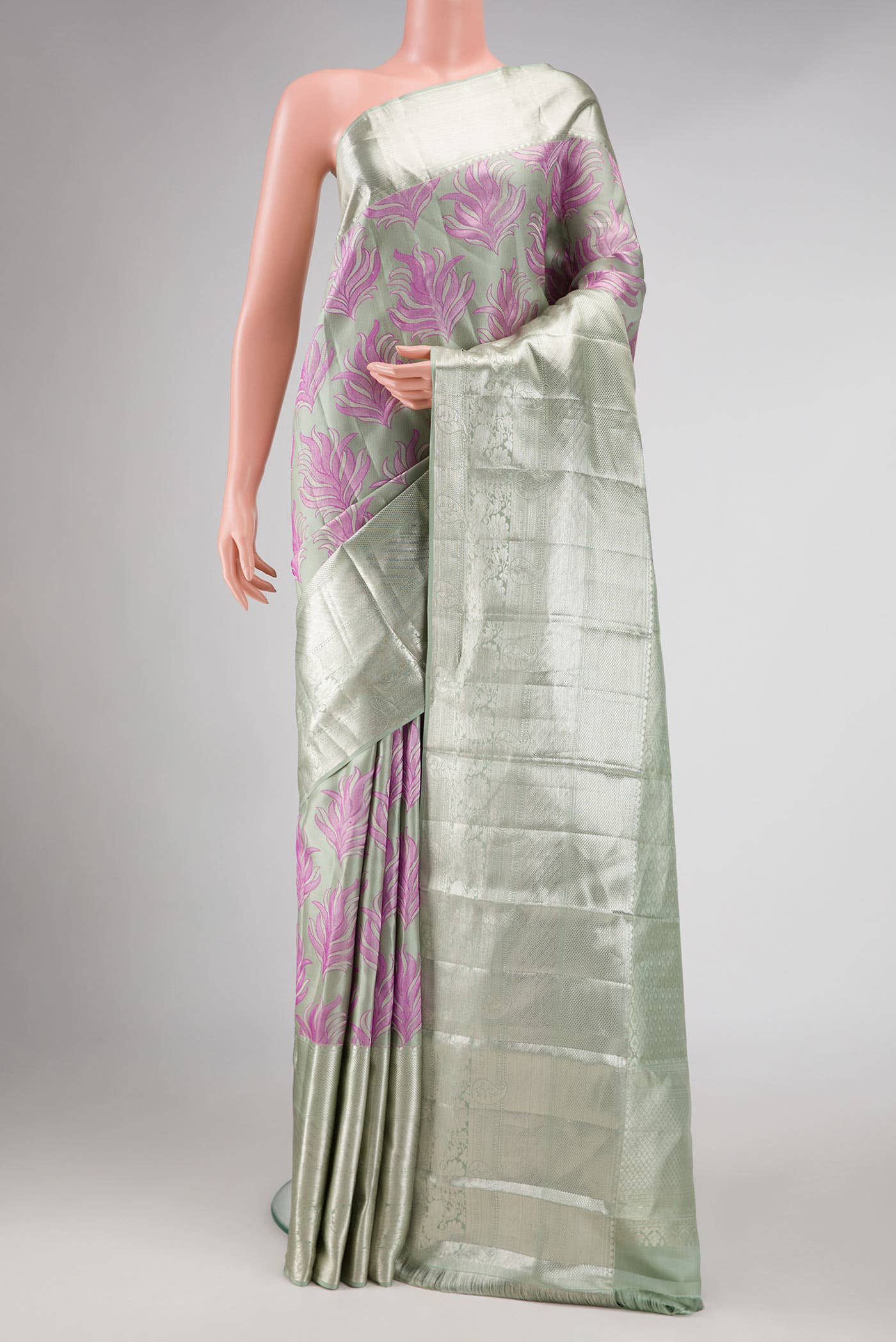 Davys Grey Kanchipuram Silk Saree