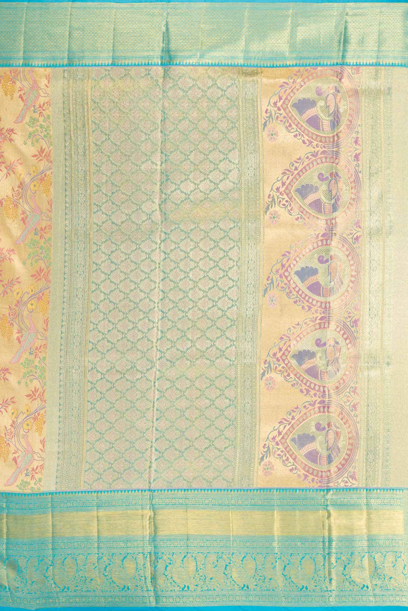 Gold Dual Tone Kanchipuram Tissue Silk Saree
