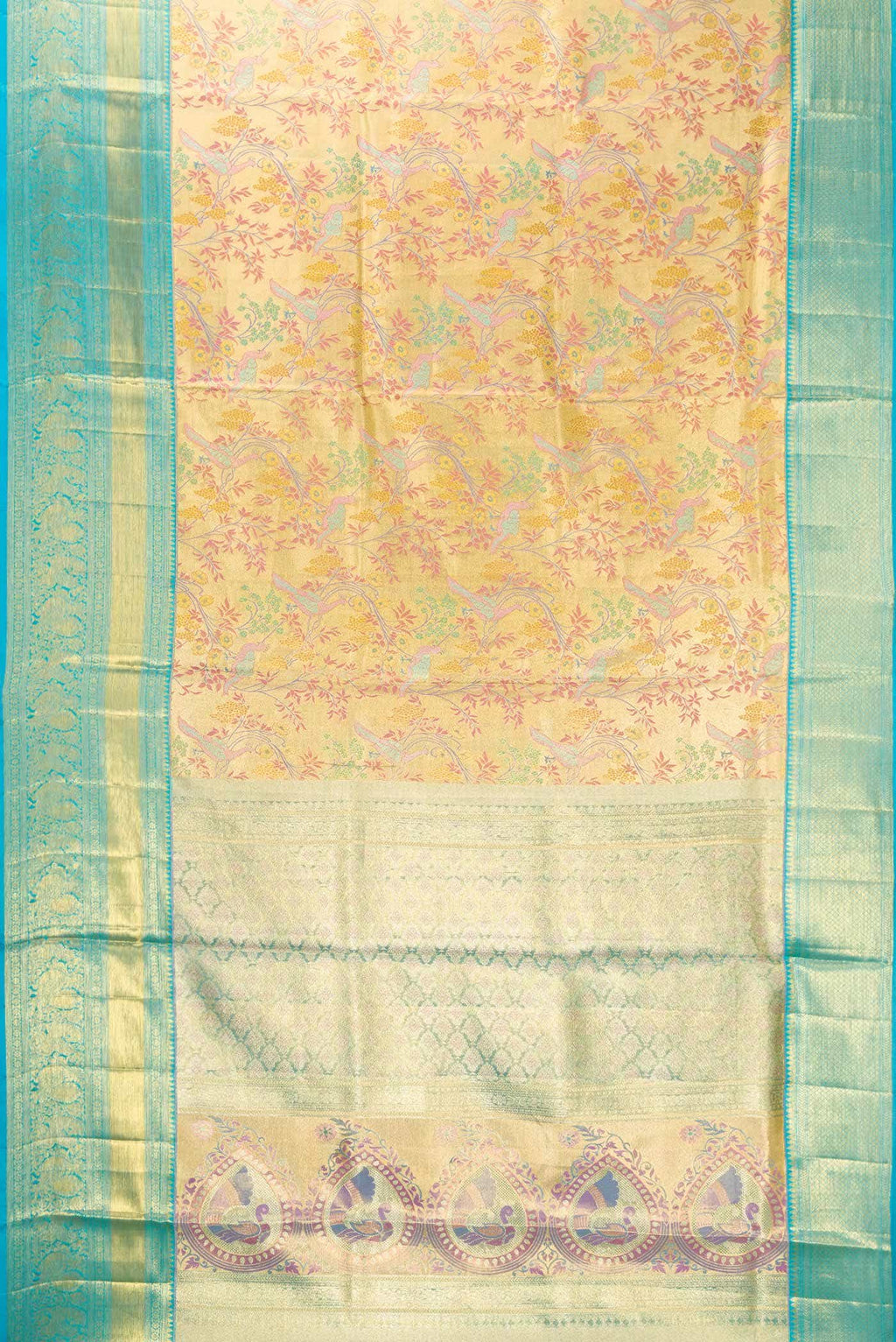 Gold Dual Tone Kanchipuram Tissue Silk Saree