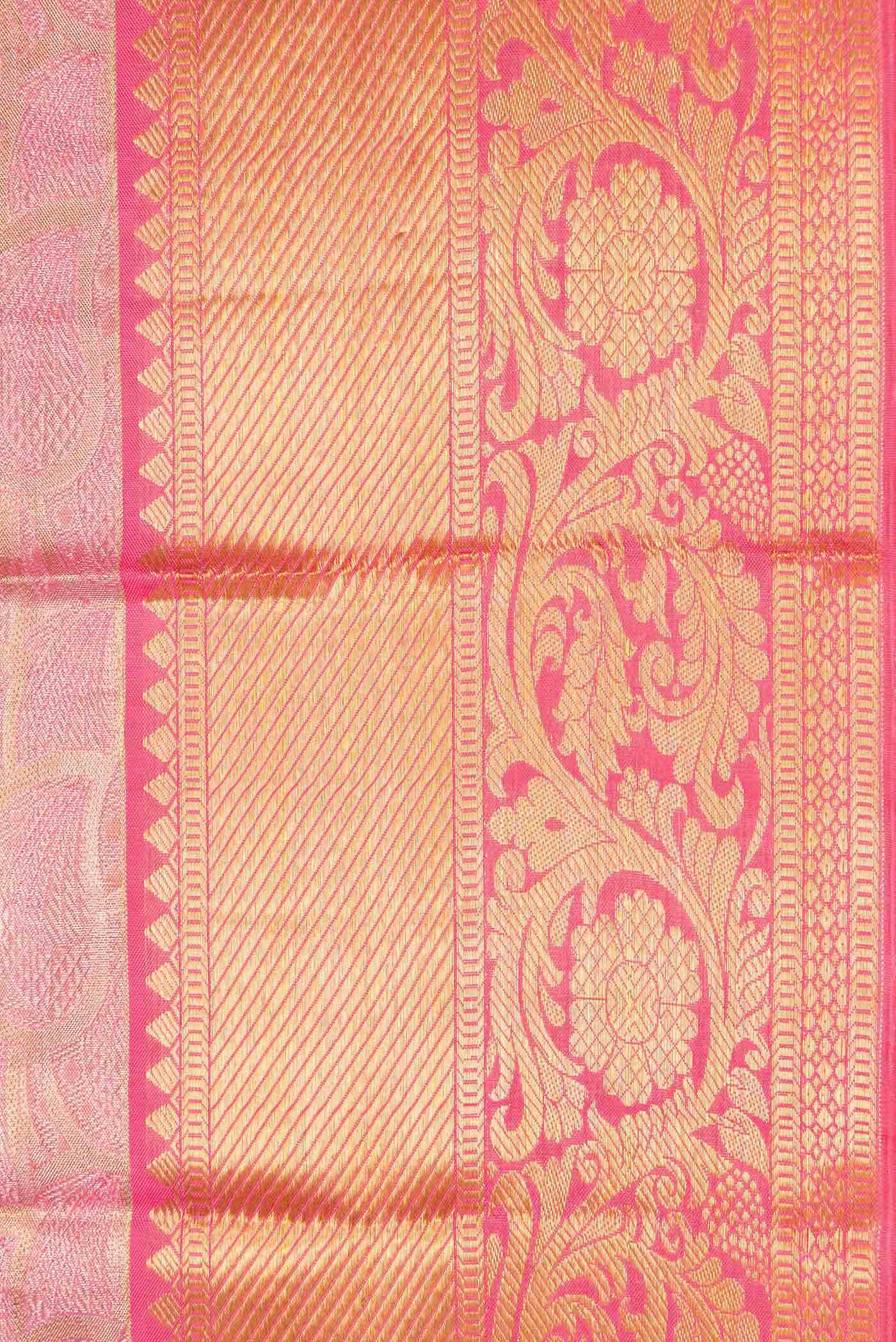 Pink Dual Tone Kanchipuram Tissue Silk Saree