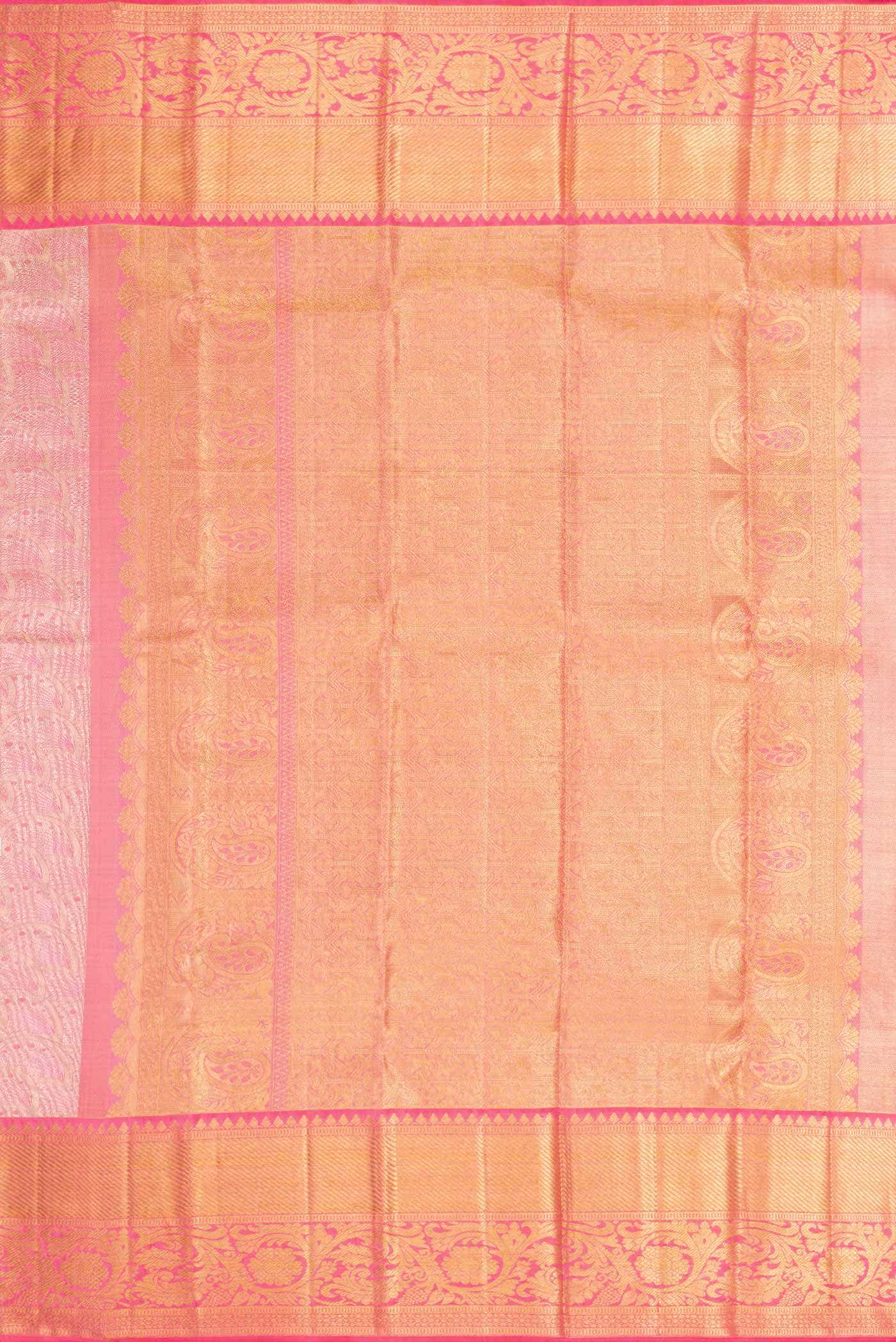 Pink Dual Tone Kanchipuram Tissue Silk Saree