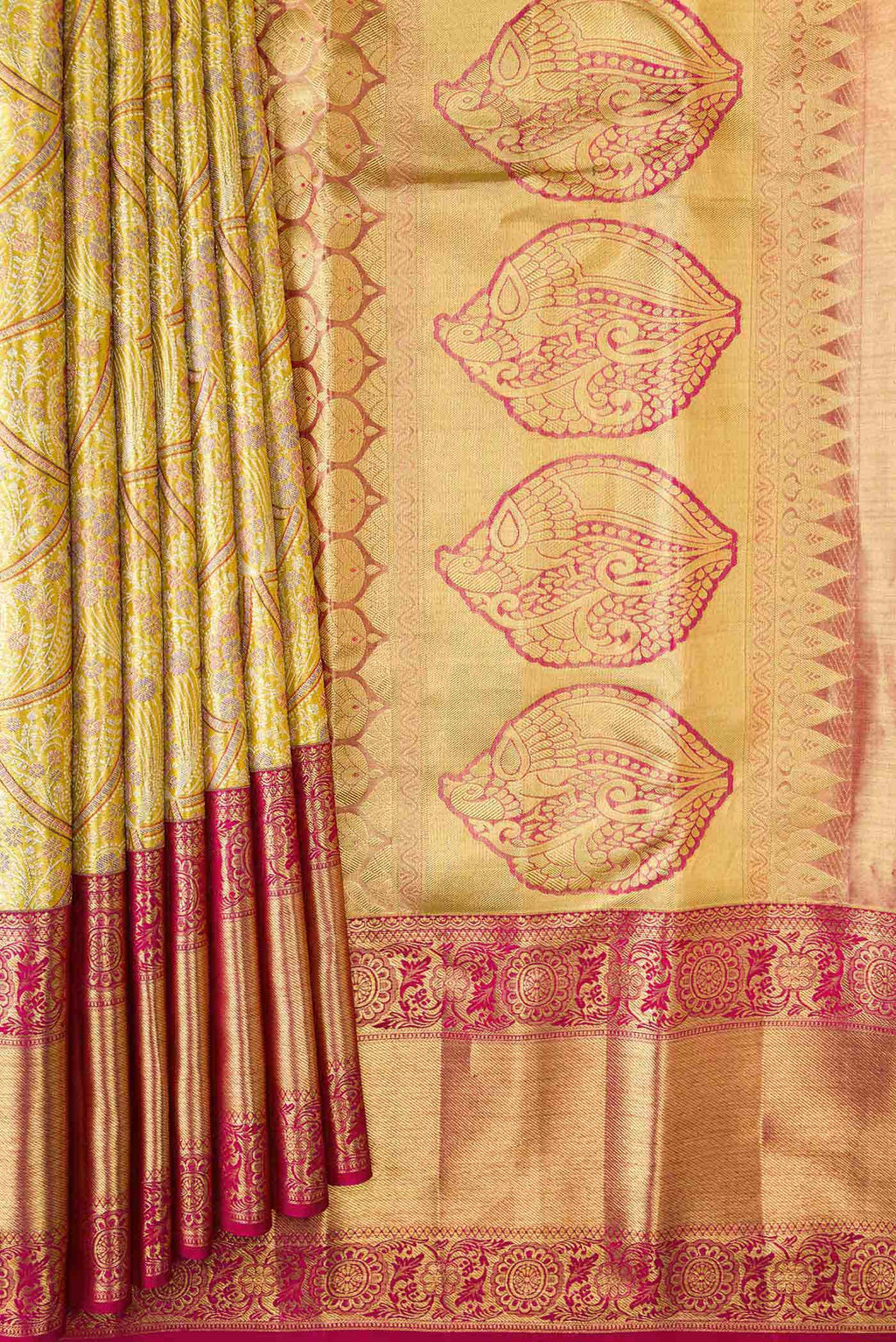 Gold Dual Tone Kanchipuram Tissue Silk Saree