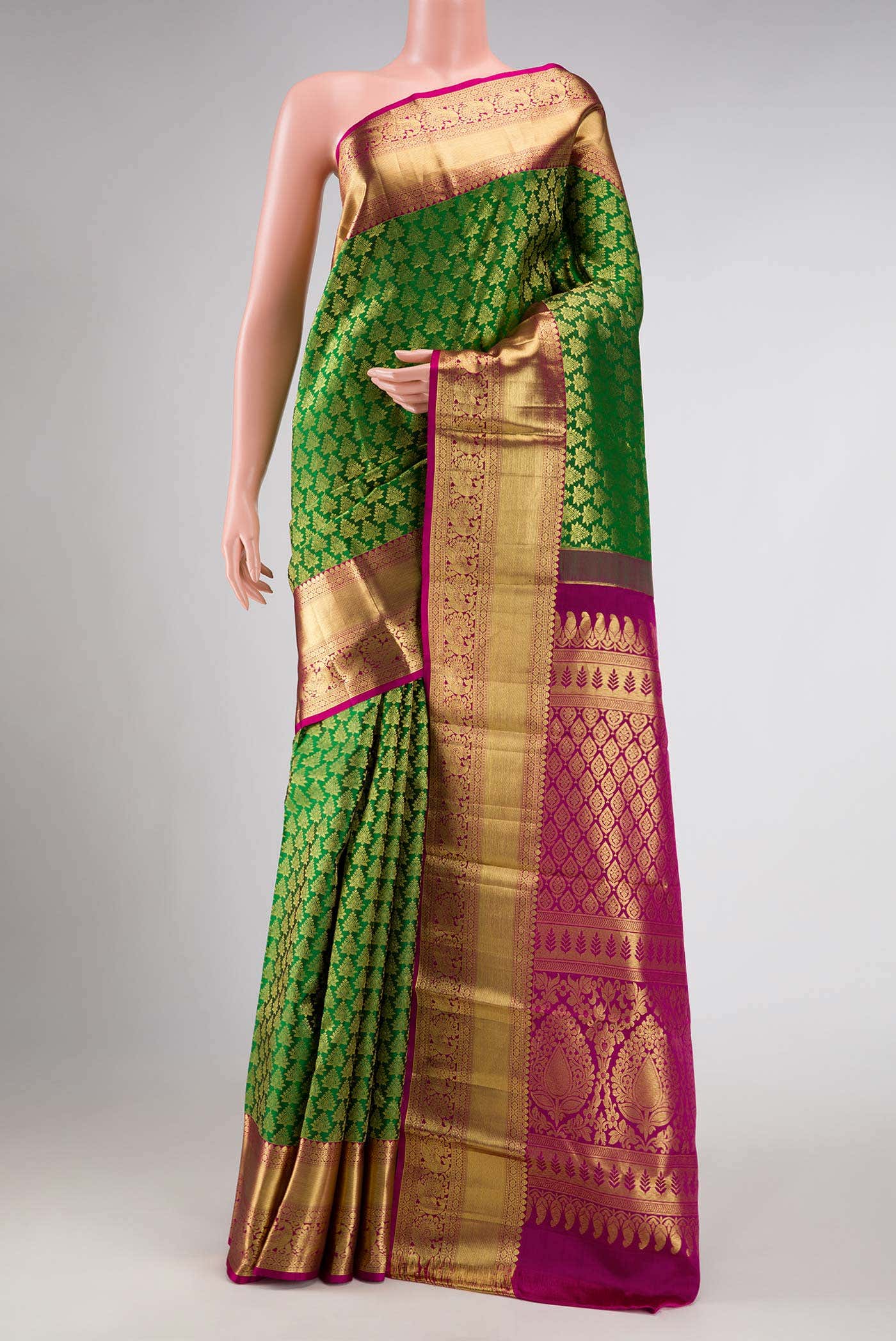 Green Dual Tone Kanchipuram Silk Saree