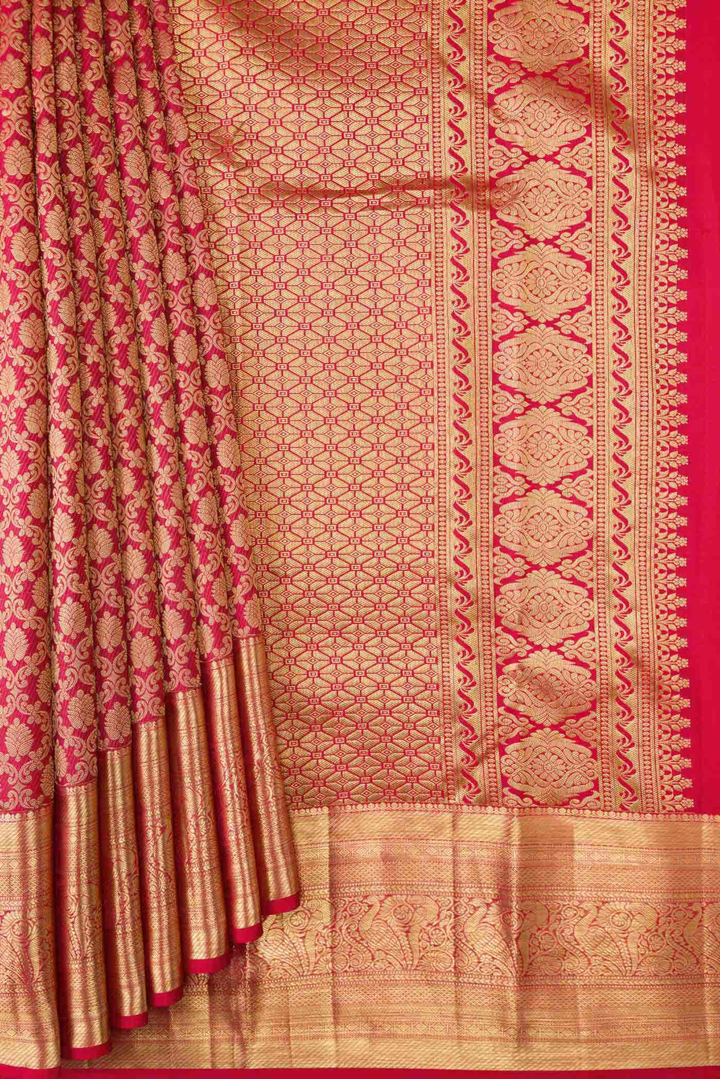 Dark Pink Dual Tone Kanchipuram Silk Saree