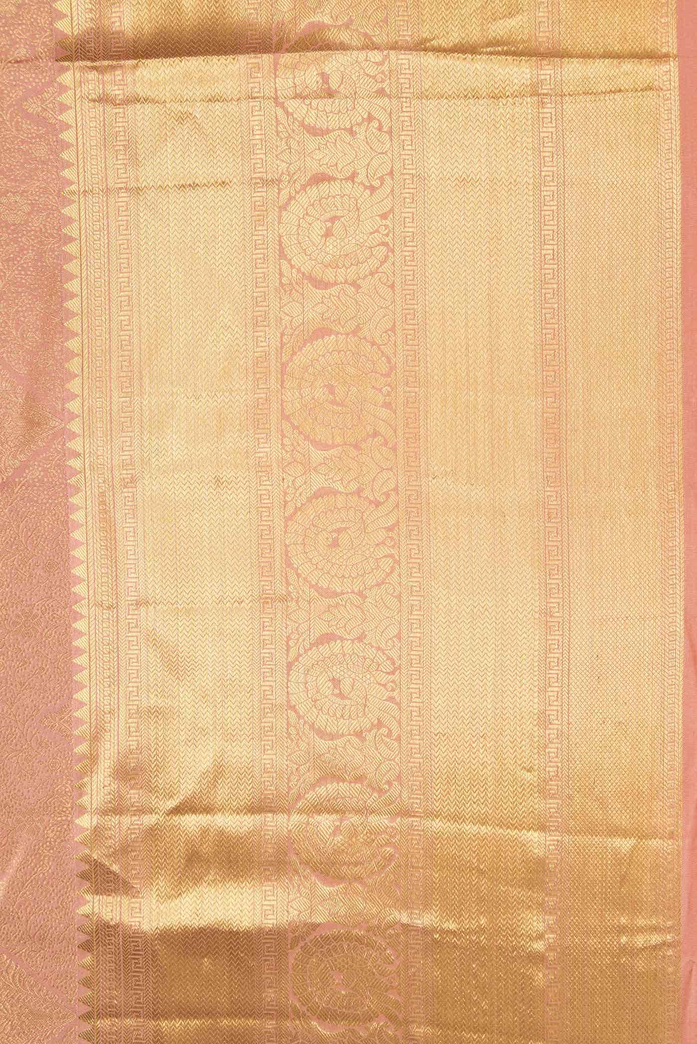 Golden Peach Kanchipuram Silk Saree