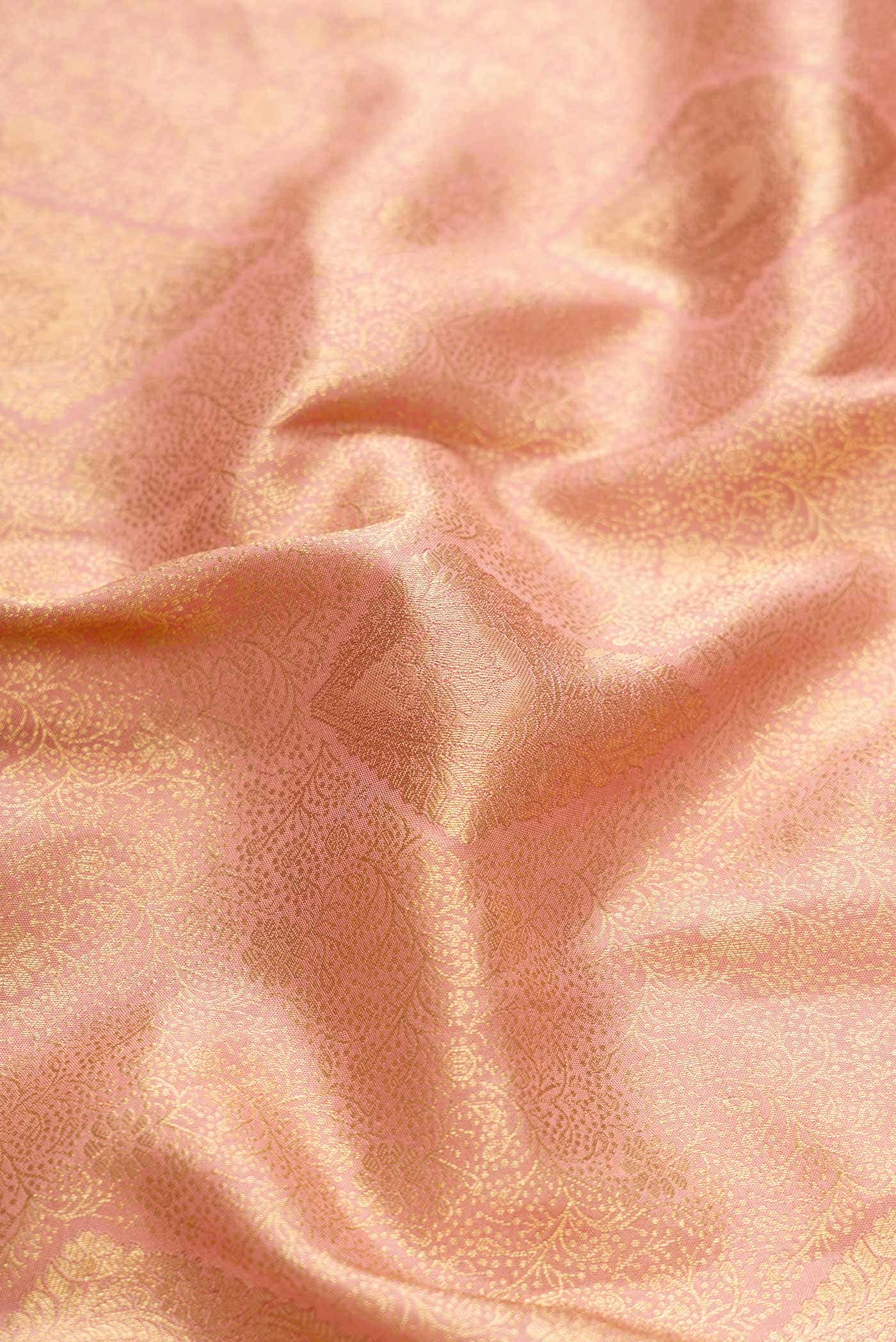 Golden Peach Kanchipuram Silk Saree