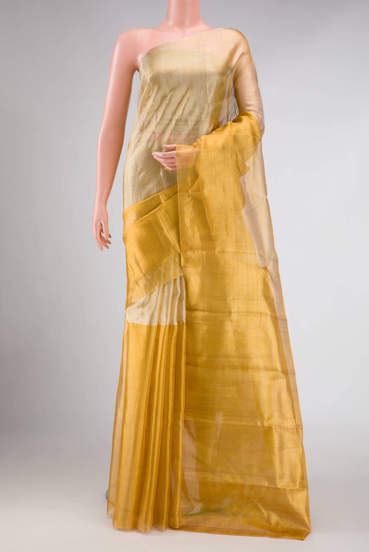 Gold and Silver Dual Tone Kanchipuram Tissue Silk Saree