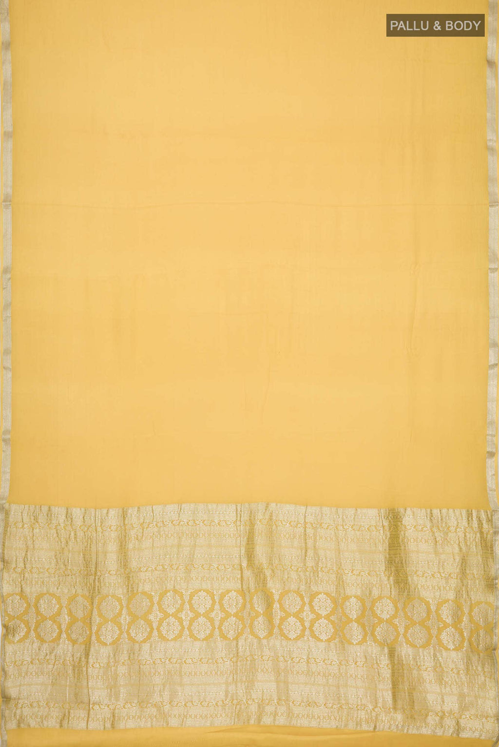 Yellow Mysore Crepe Saree