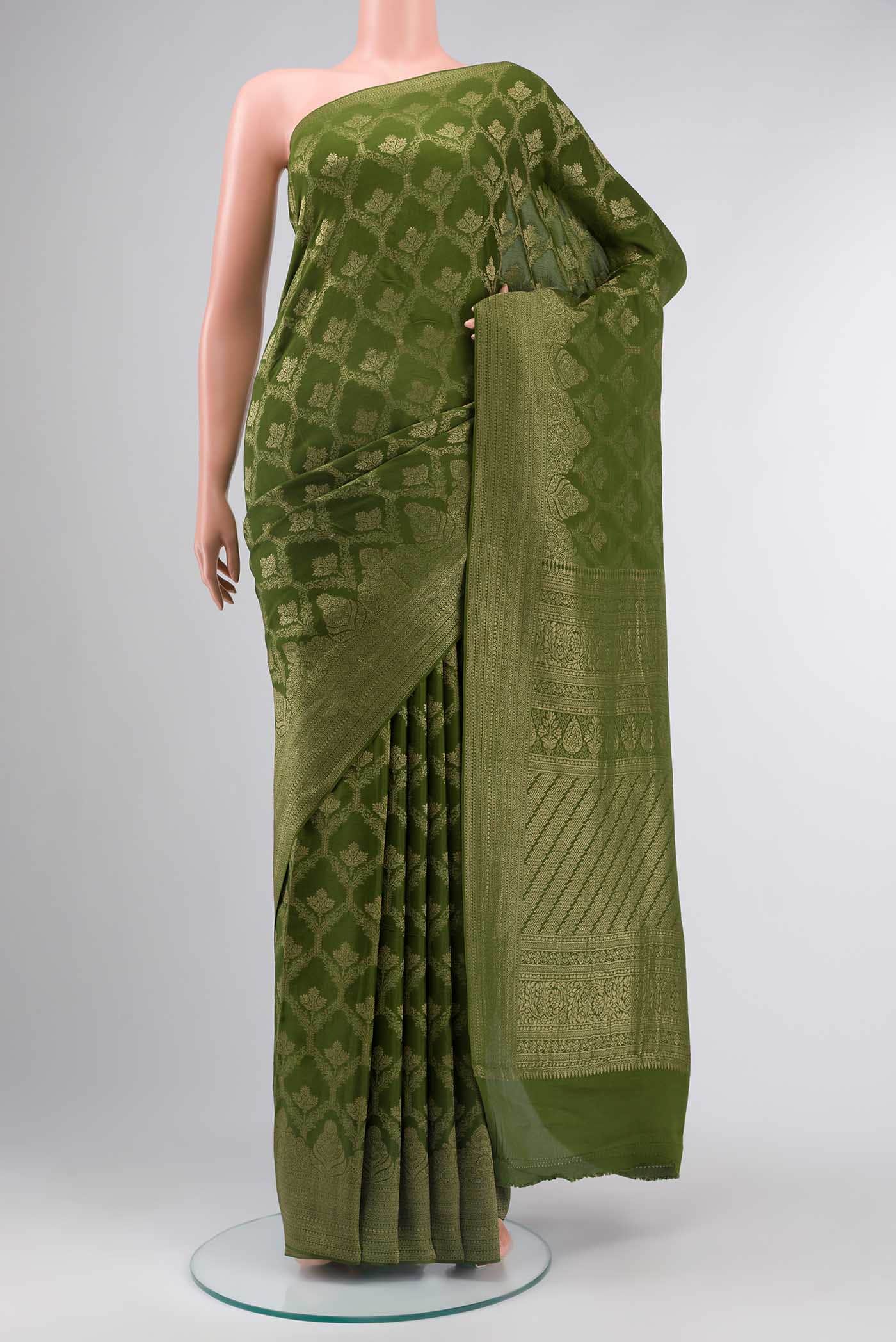 Green Mysore Crepe Saree