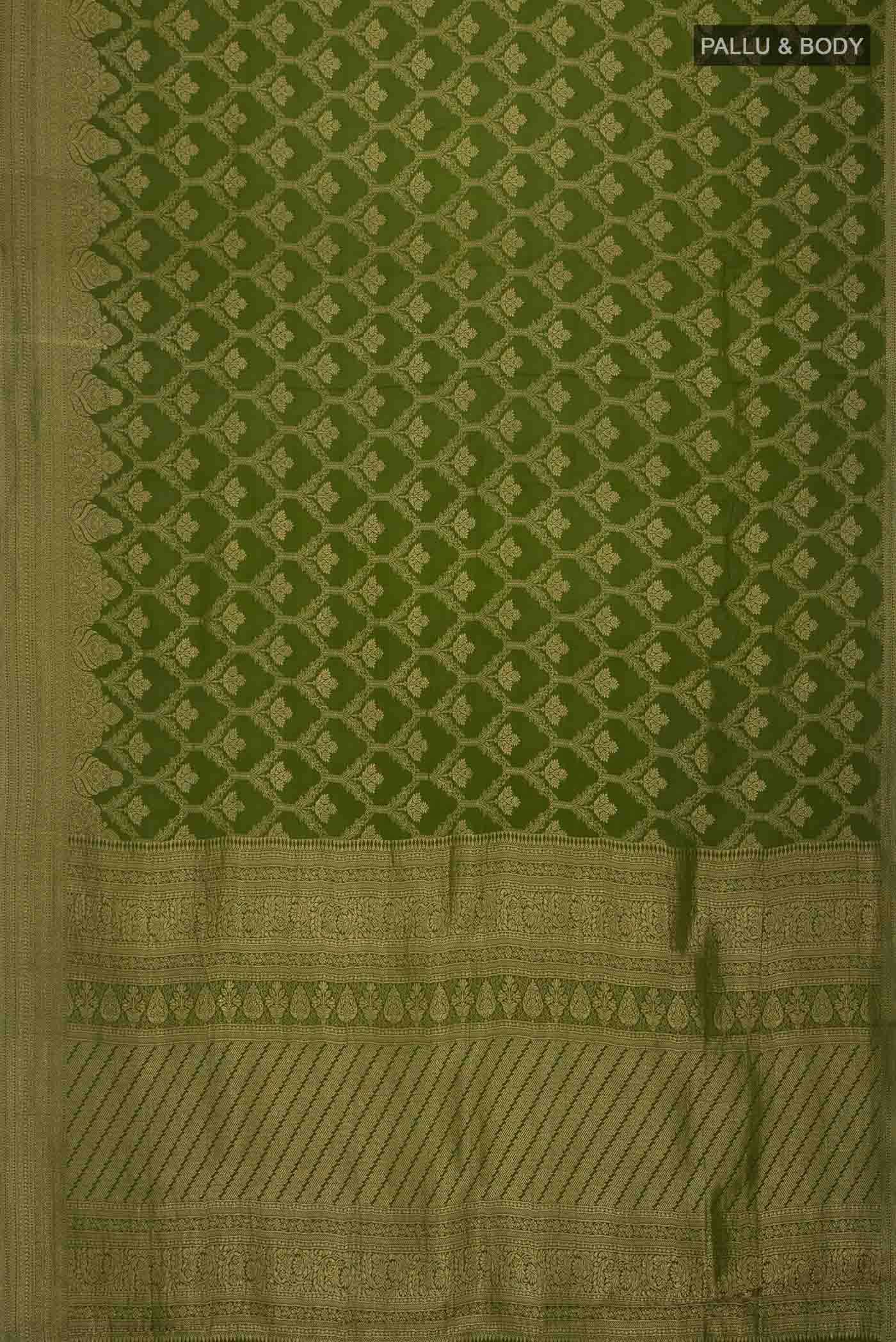 Green Mysore Crepe Saree