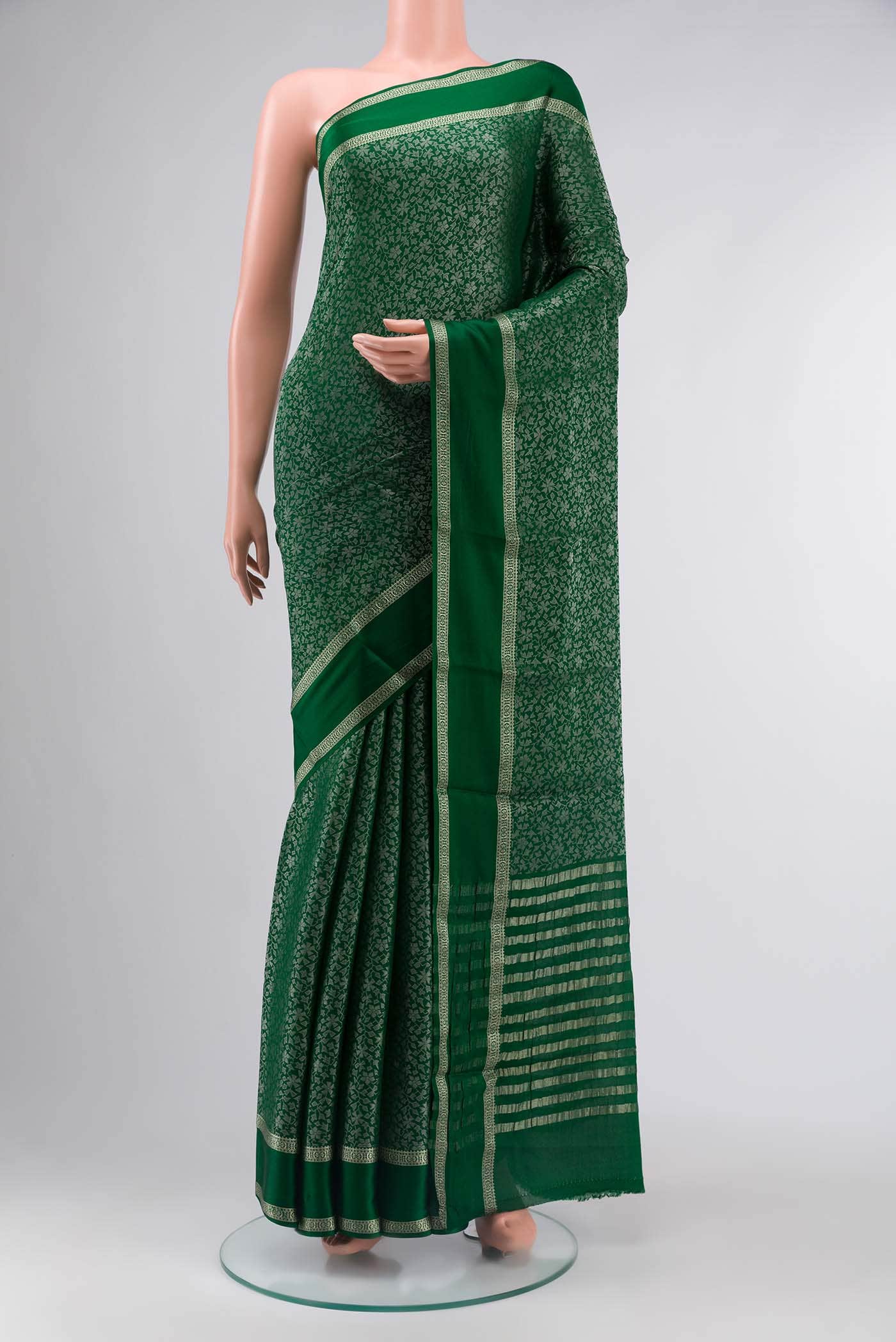 Green Mysore Crepe Saree