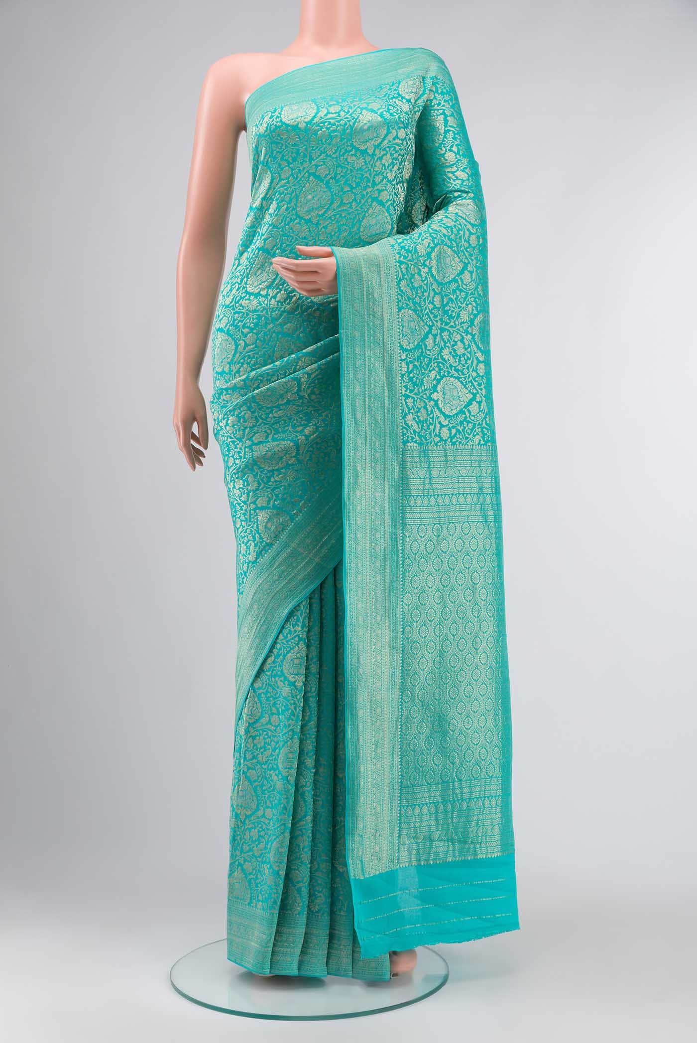 Blue Mysore Crepe Saree