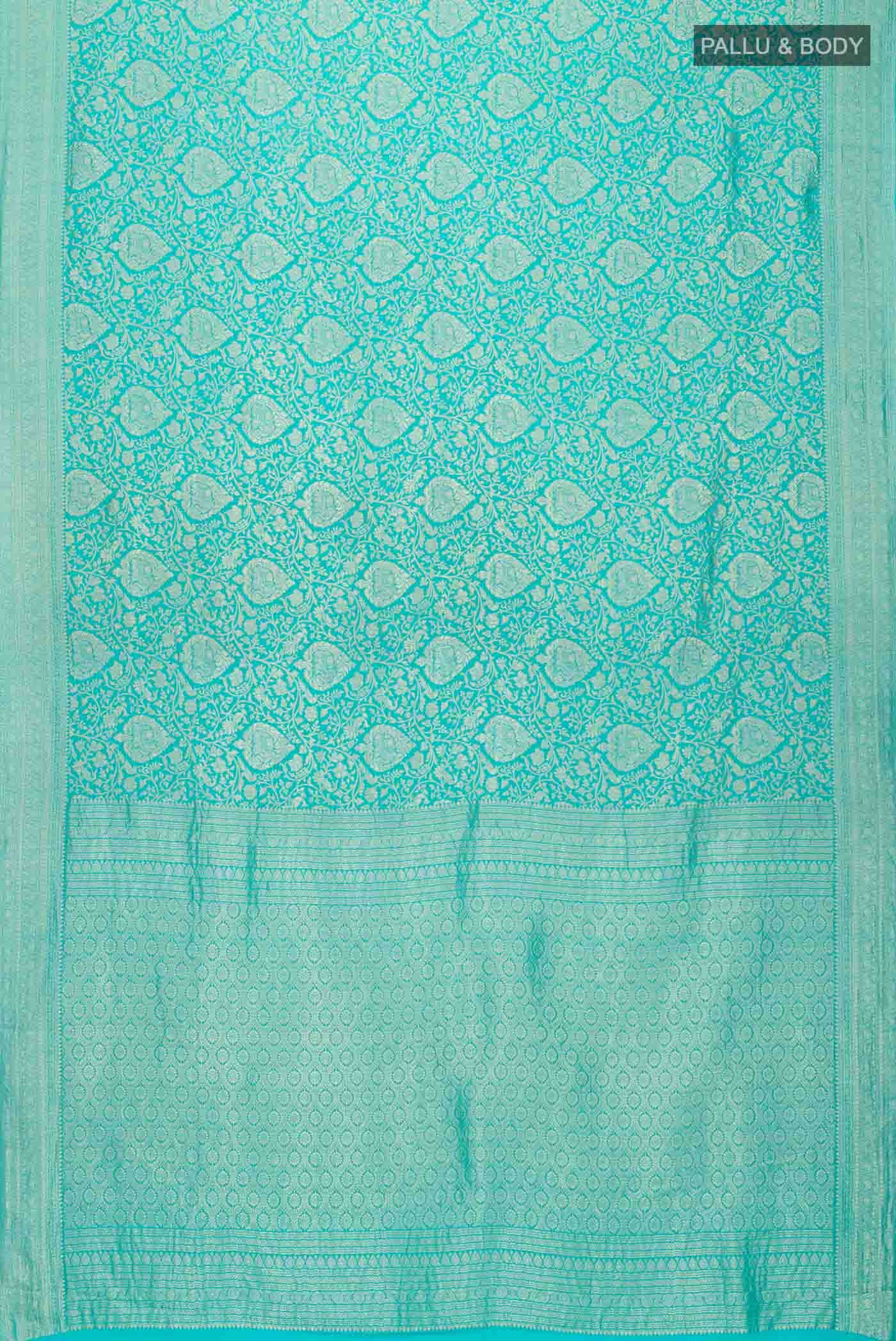 Blue Mysore Crepe Saree