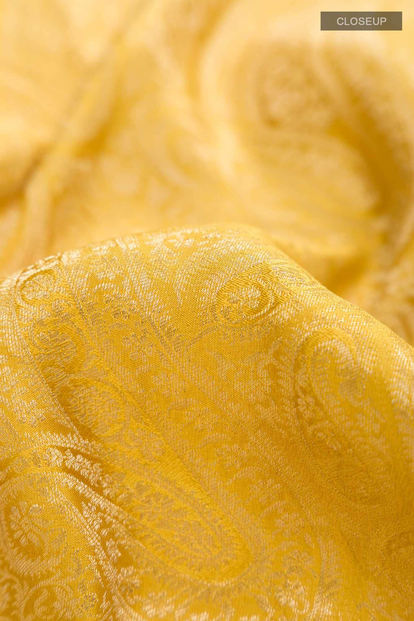 Yellow Mysore Crepe Saree