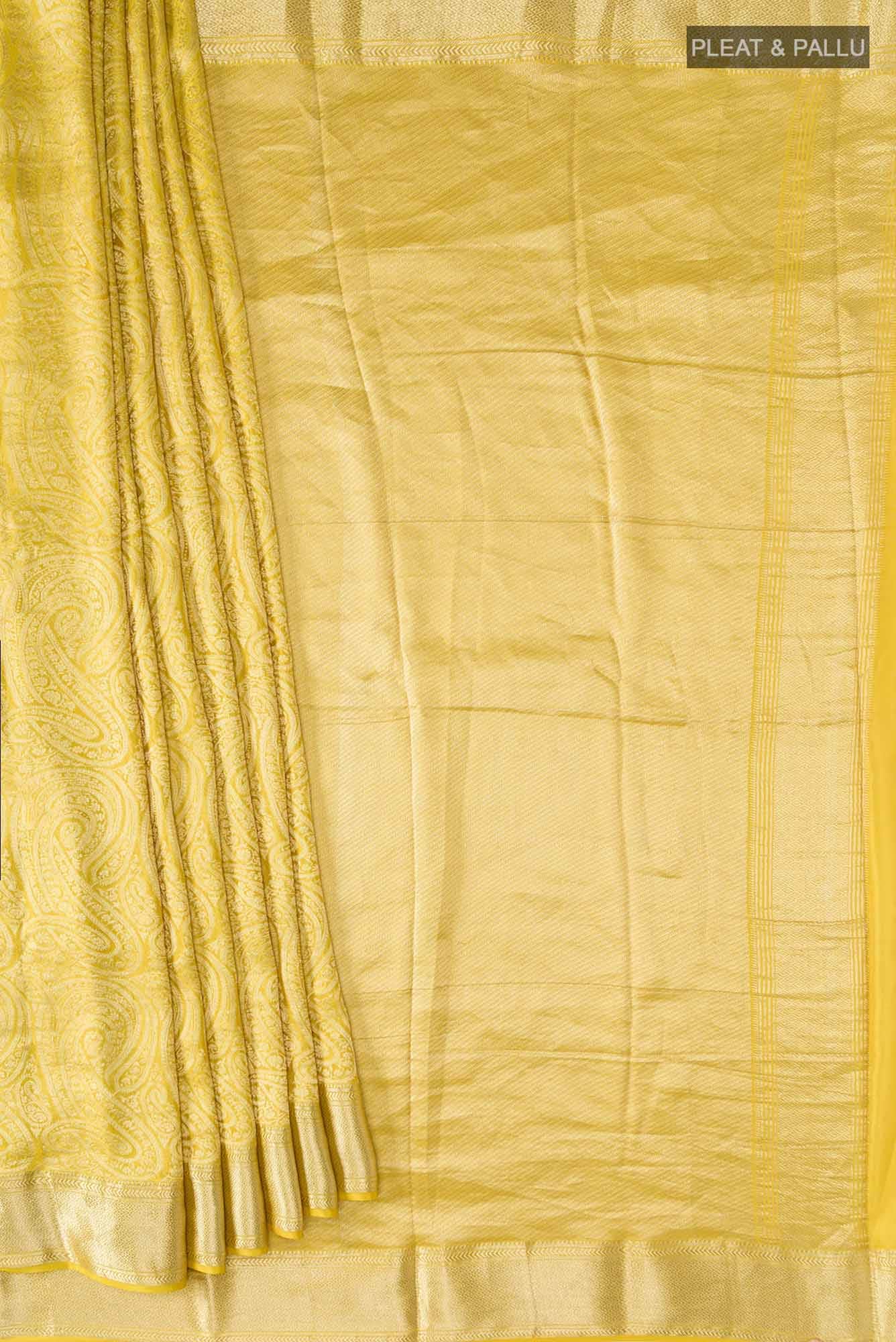 Yellow Mysore Crepe Saree