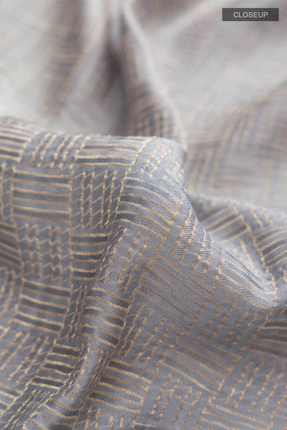 Blue Grey Mysore Crepe Saree