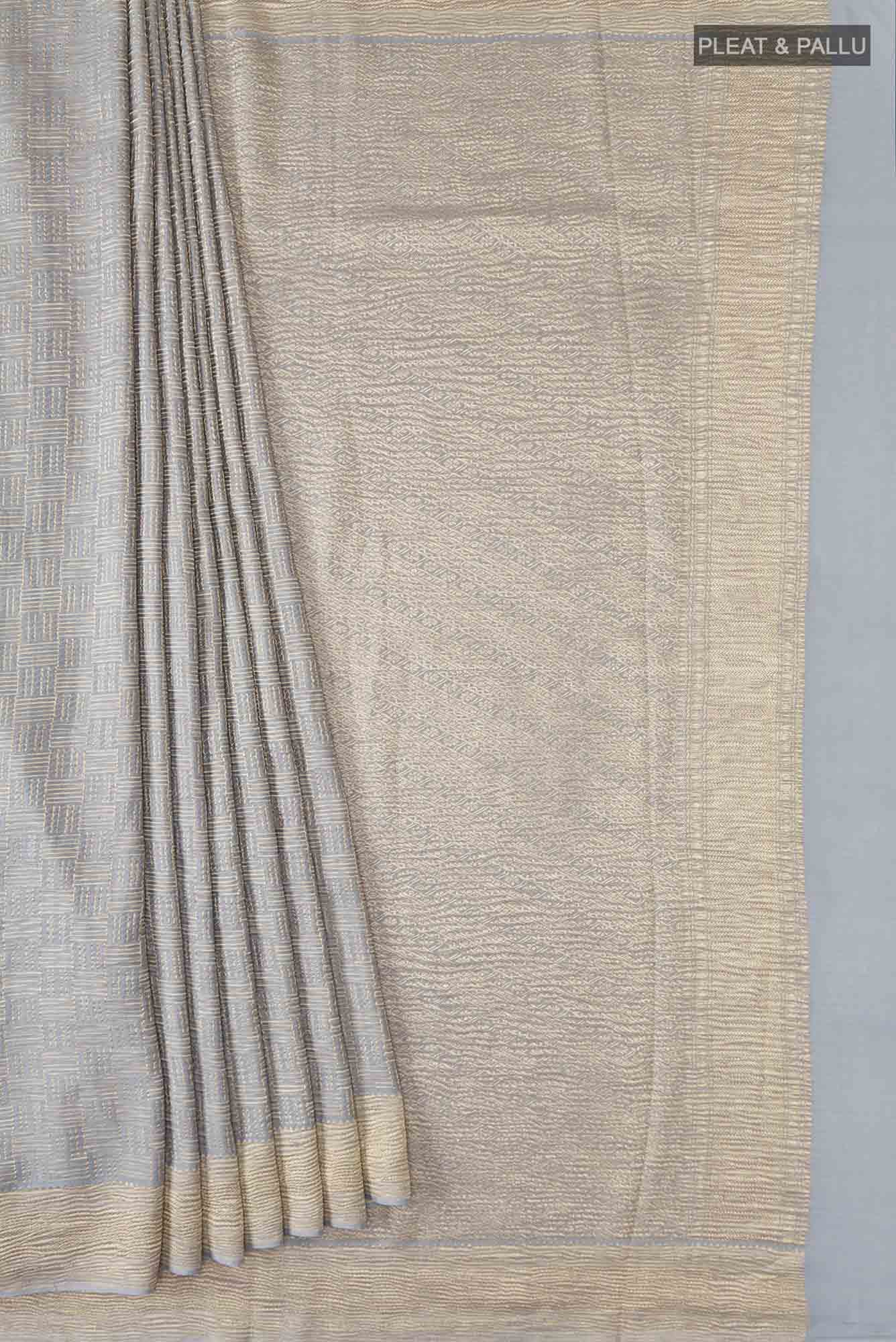 Blue Grey Mysore Crepe Saree