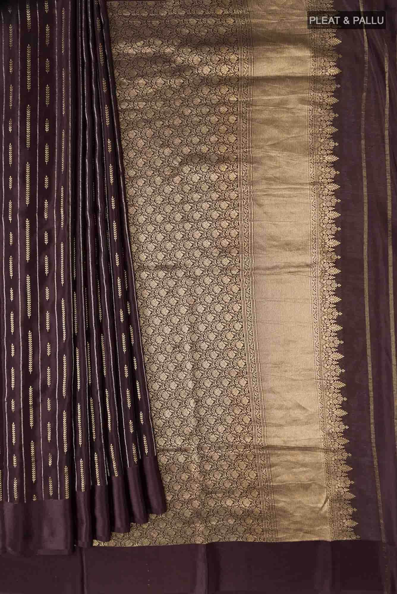 Brown Mysore Crepe Saree