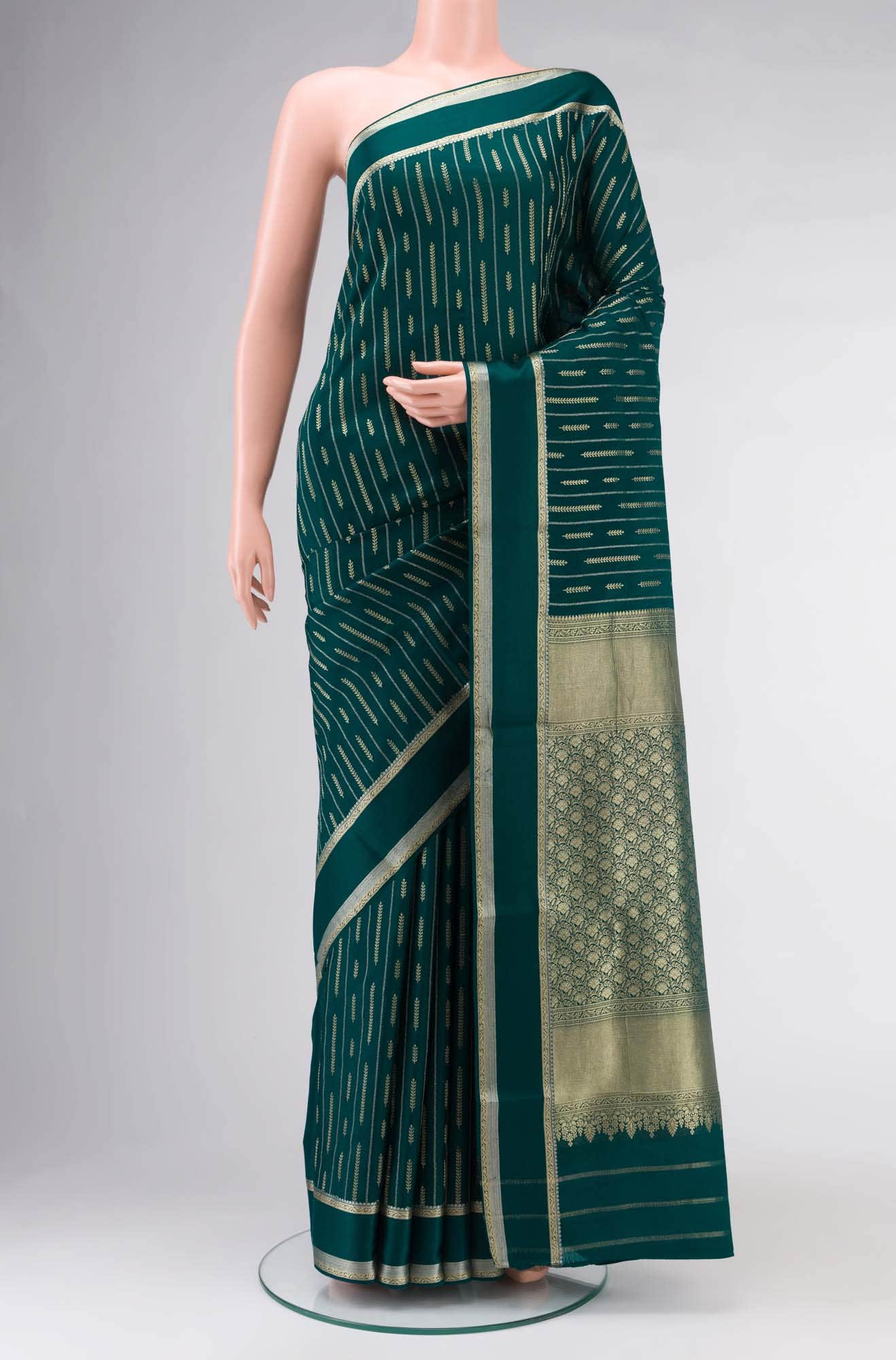 Teal Mysore Crepe Saree