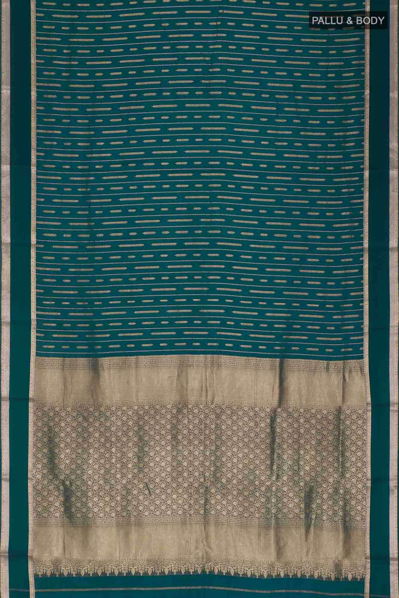 Teal Mysore Crepe Saree