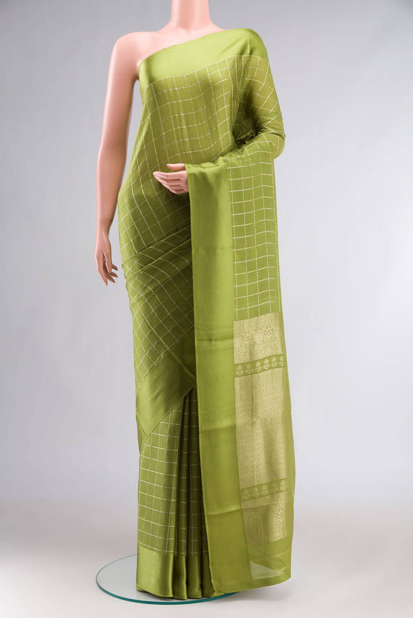 Yellow Mysore Crepe Saree